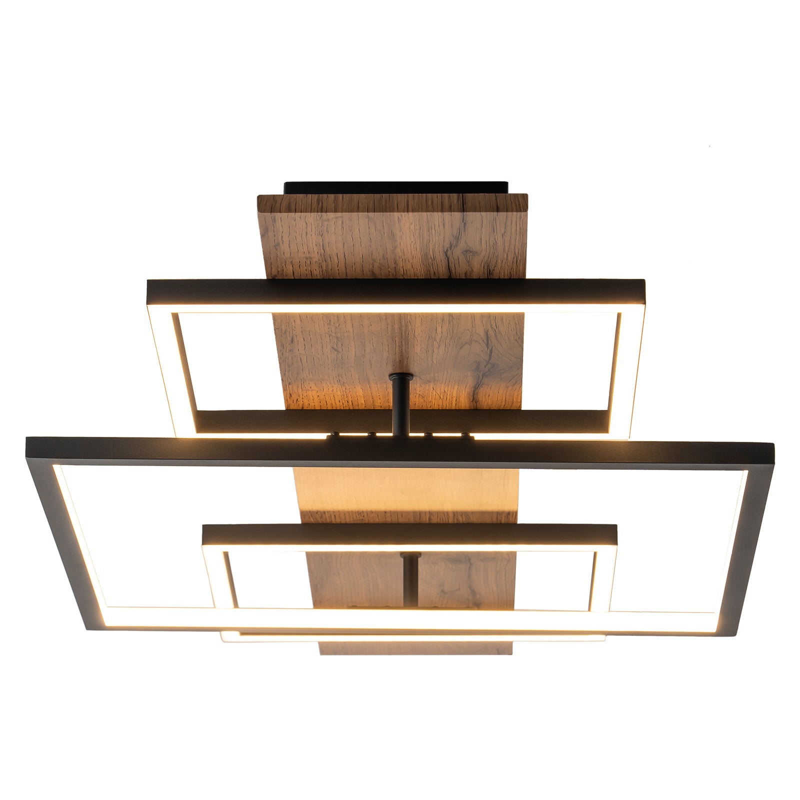 Glowlings 3-Light Farmhouse 38"Wide Rectangle LED  Wood Flush Mount