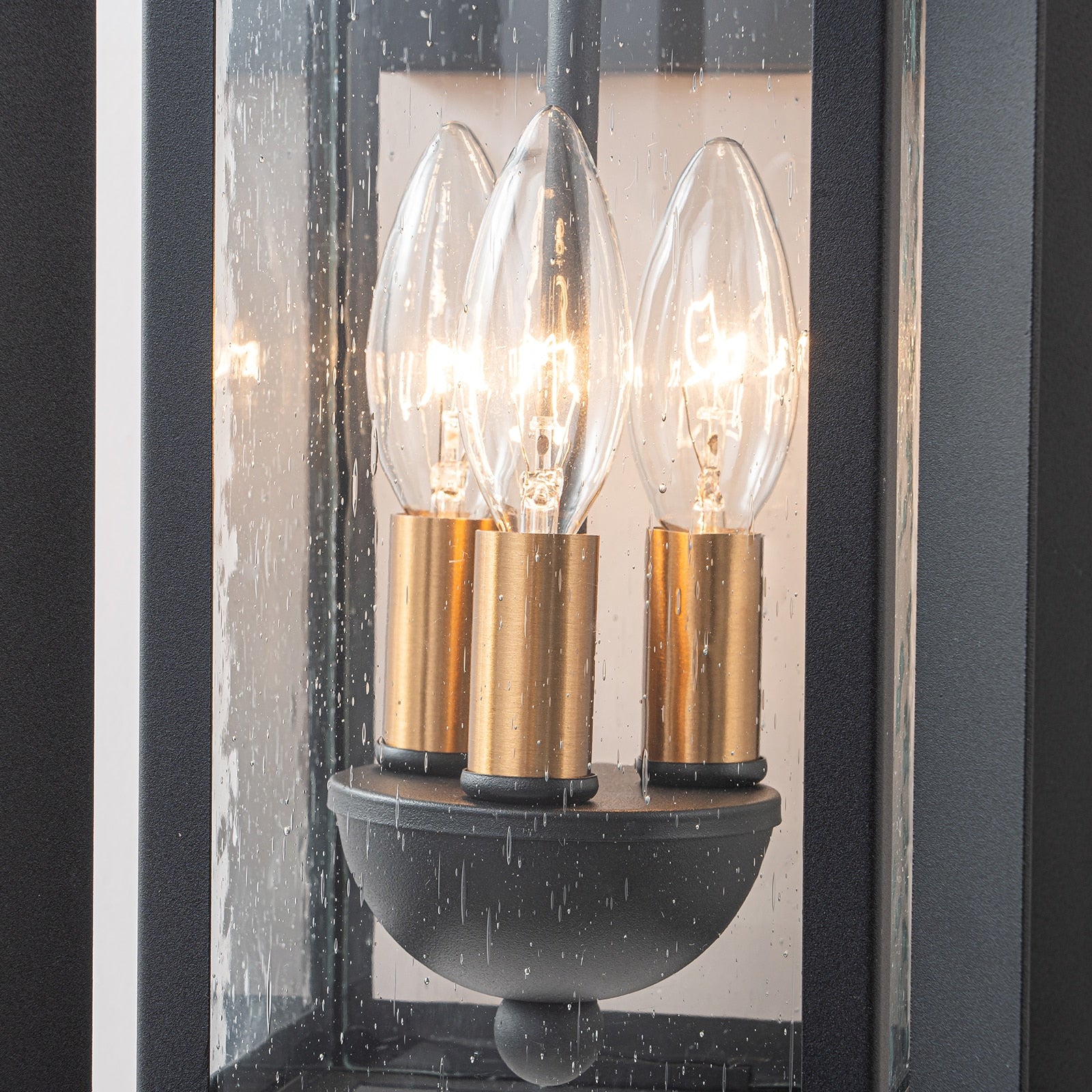 Glowlings 3-Light 15"High Flat Roof Lantern Black Outdoor Wall Sconce