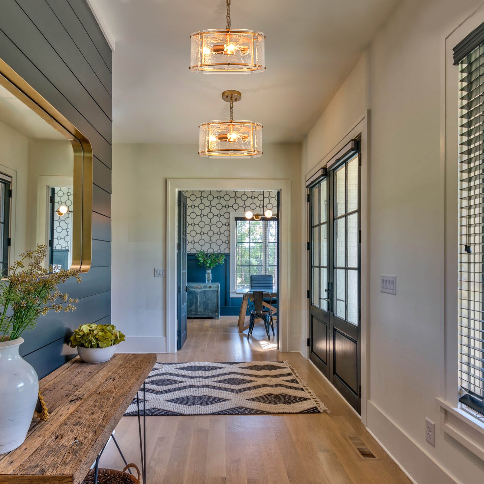 Glowlings 3-Light Modern 12"Wide Small Textured Water Ripple Clear Glass Chandelier