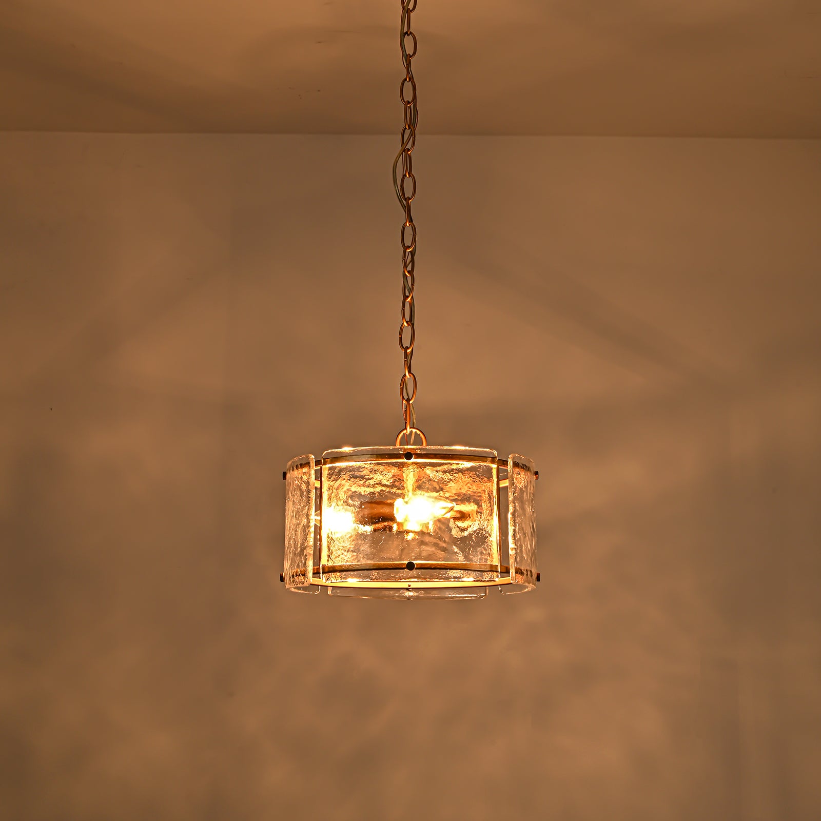 Glowlings 3-Light Modern 12"Wide Small Textured Water Ripple Clear Glass Chandelier