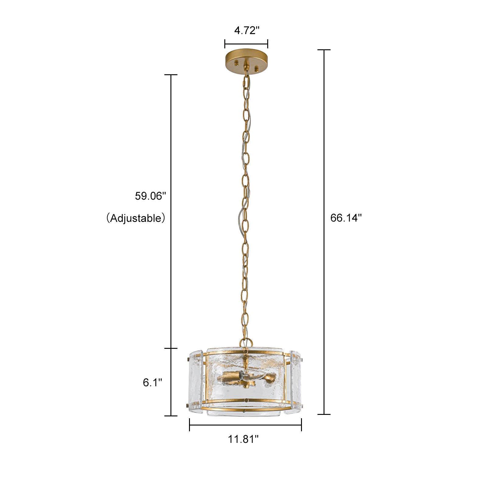 Glowlings 3-Light Modern 12"Wide Small Textured Water Ripple Clear Glass Chandelier