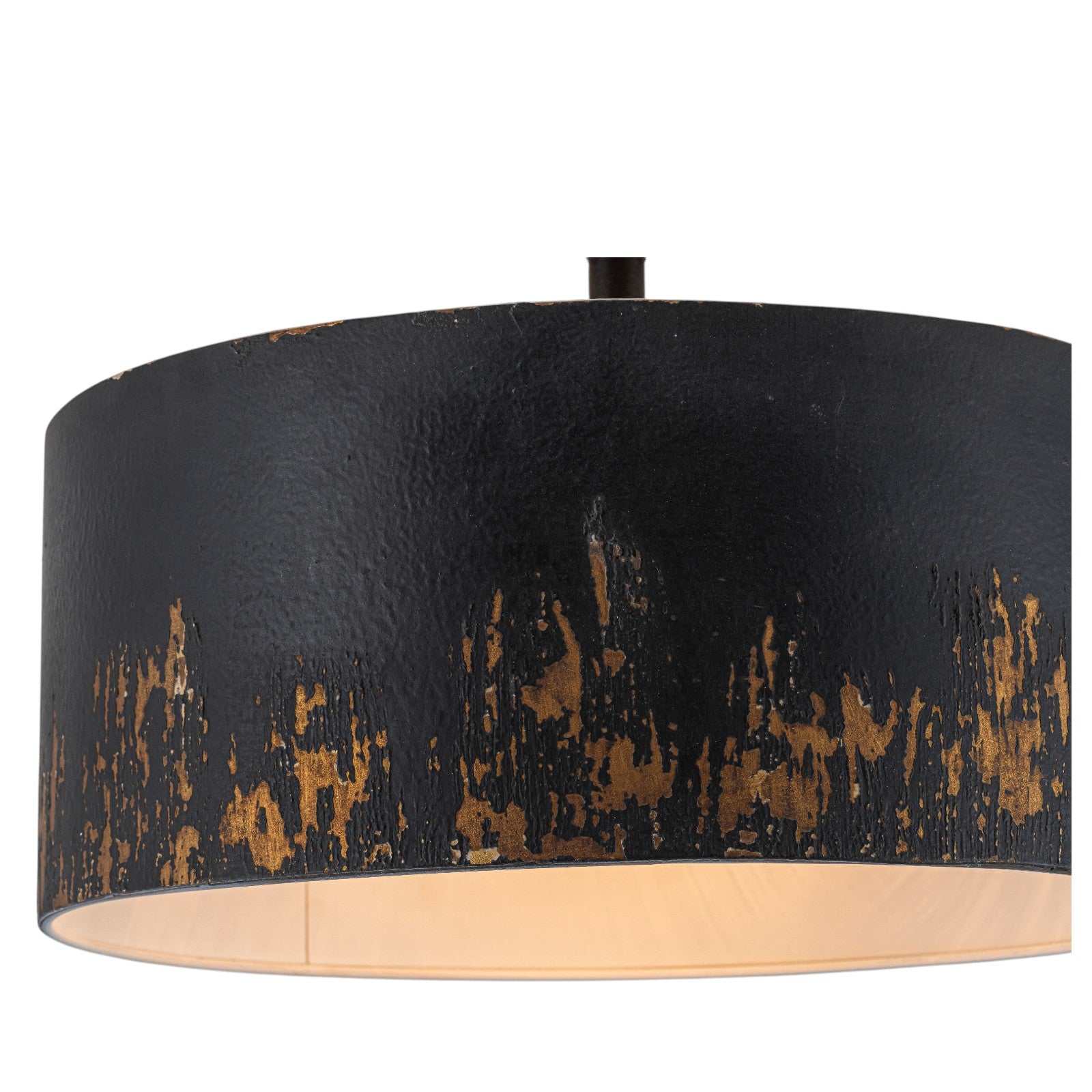 Glowlings 3-Light Industrial 15"Wide Black/Blue Antique Gold Distressing Drum Semi-Flush Mount