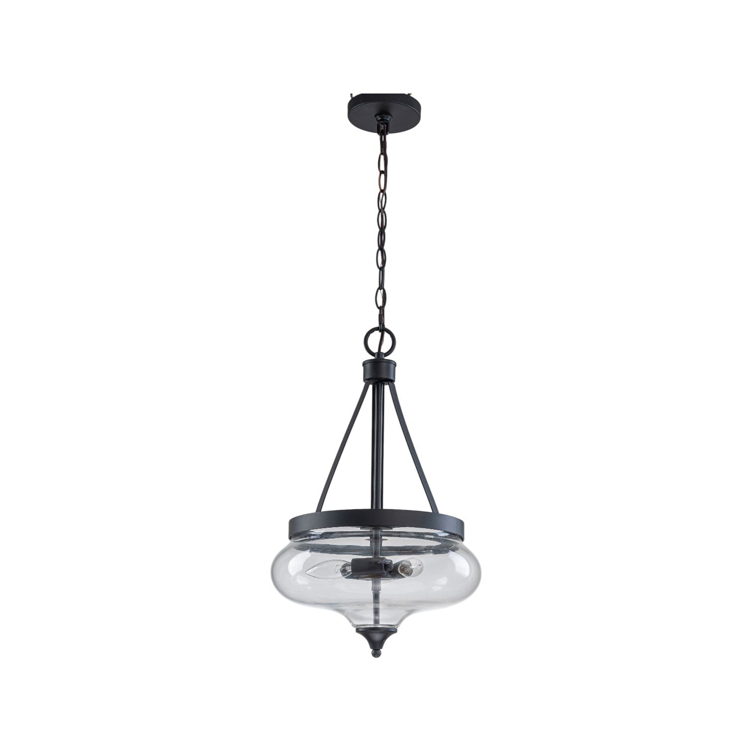 Glowlings 3-Light Industrial Black Bowl Clear Glass Pendant Light Kitchen Island Chandelier
