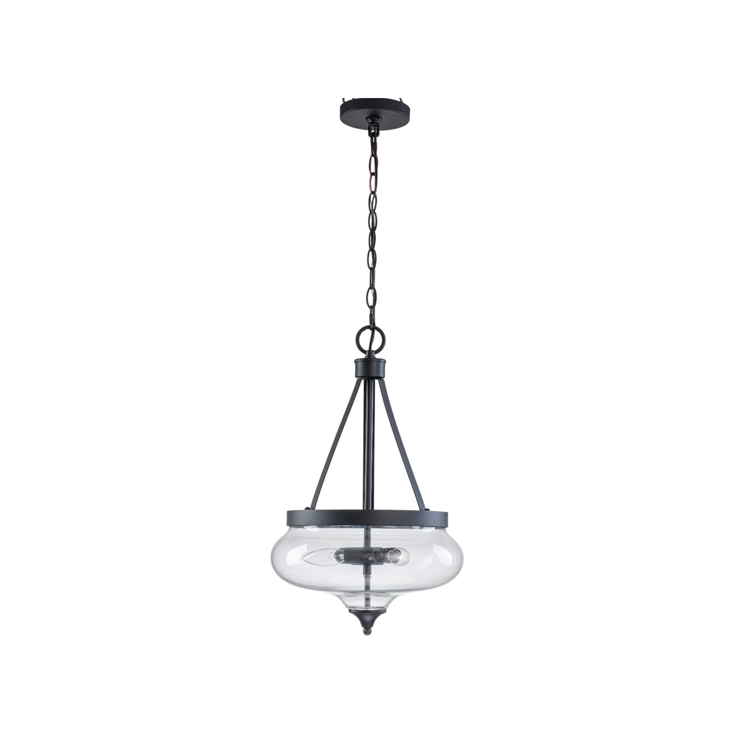 Glowlings 3-Light Industrial Black Bowl Clear Glass Pendant Light Kitchen Island Chandelier