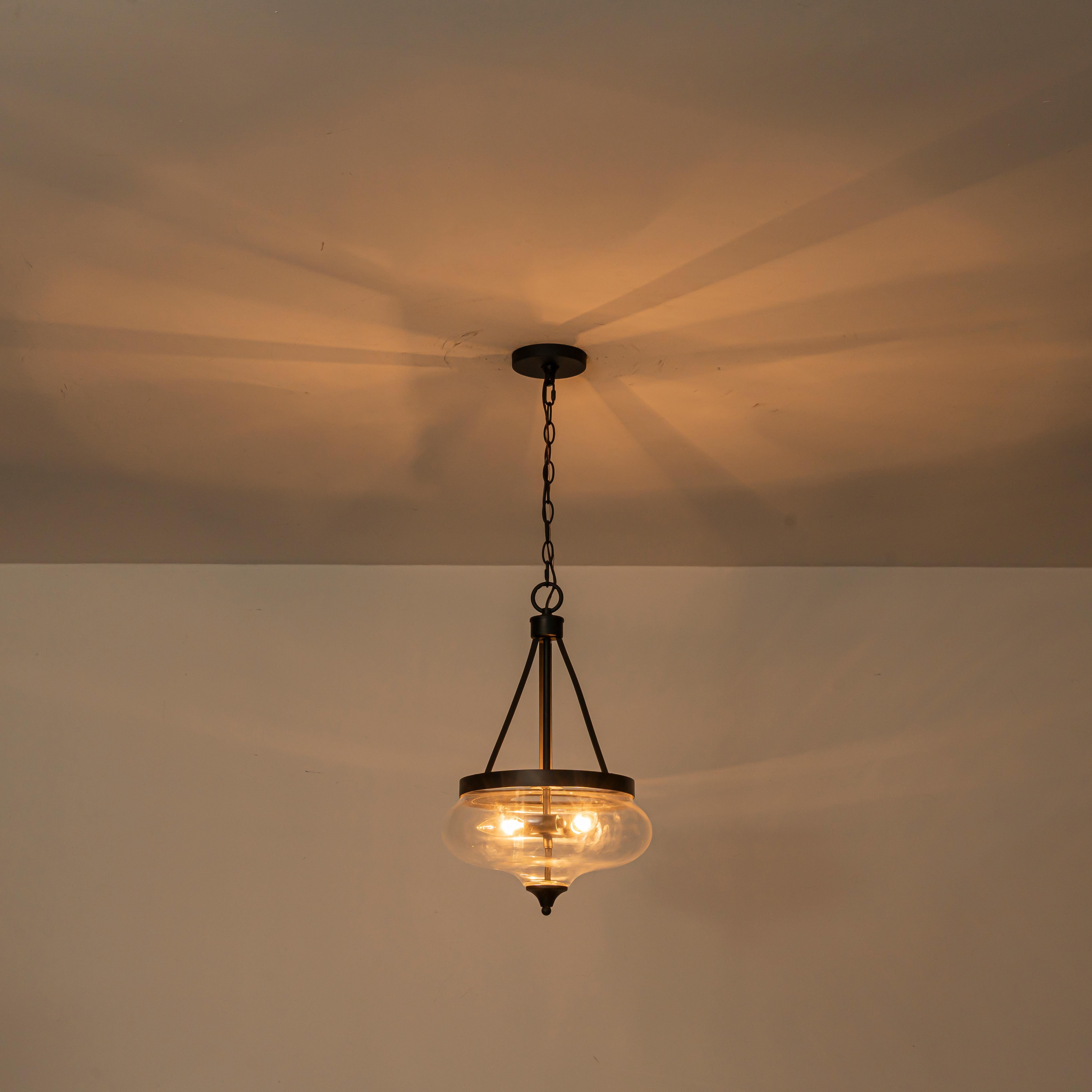 Glowlings 3-Light Industrial Black Bowl Clear Glass Pendant Light Kitchen Island Chandelier