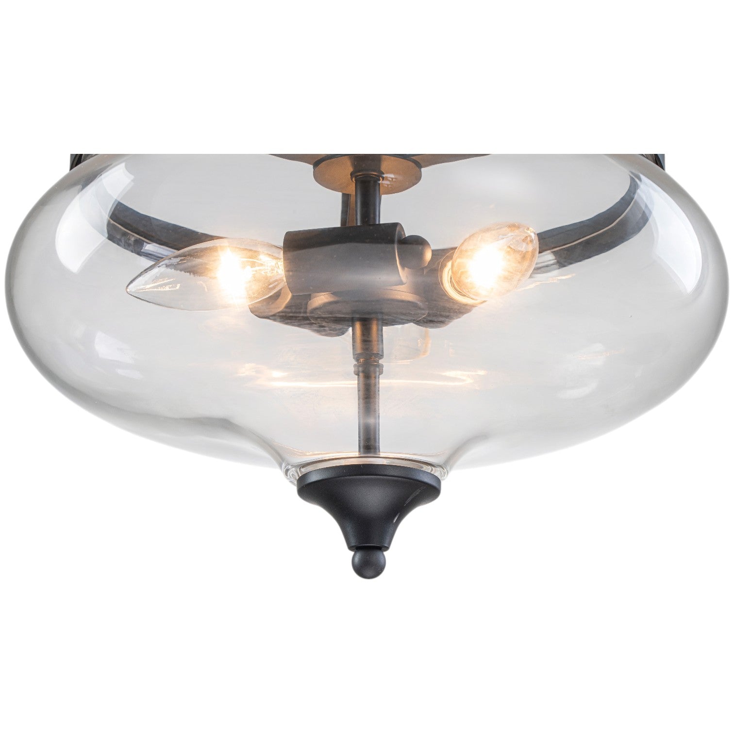 Glowlings 3-Light Industrial Black Bowl Clear Glass Pendant Light Kitchen Island Chandelier