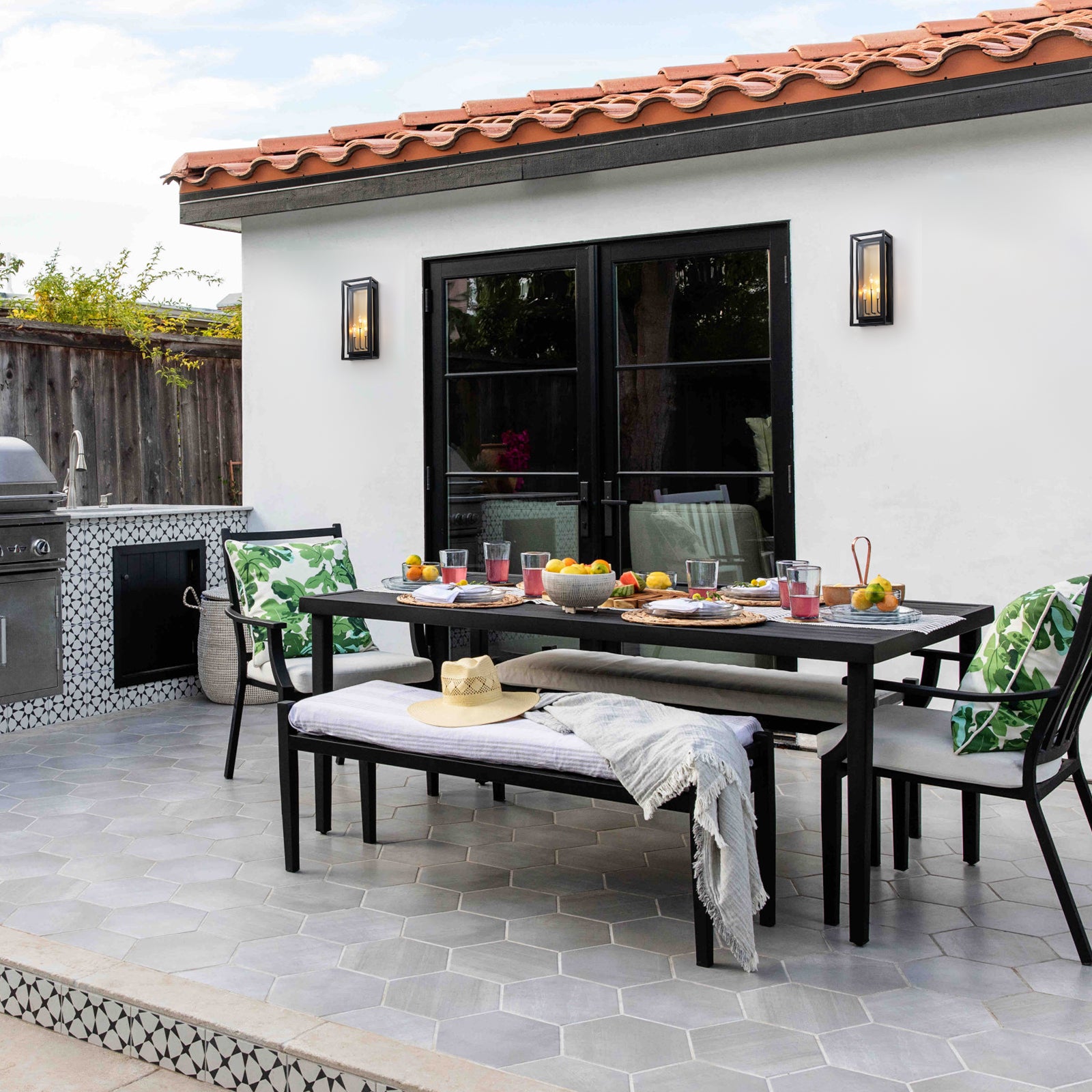 Glowlings 3-Light Industrial 25"High IP23 Candle Wall Lantern with Clear Glass Outdoor Wall Sconce