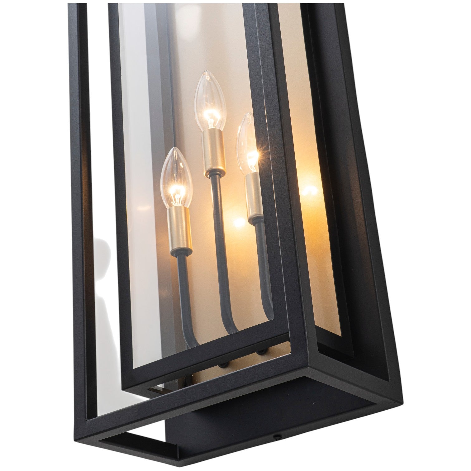 Glowlings 3-Light Industrial 25"High IP23 Candle Wall Lantern with Clear Glass Outdoor Wall Sconce