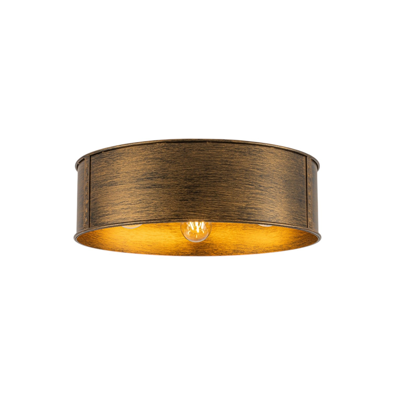 Glowlings 3-Light Industrial Metal Antique Bronze Rustic Drum Flush Mount Ceiling Light