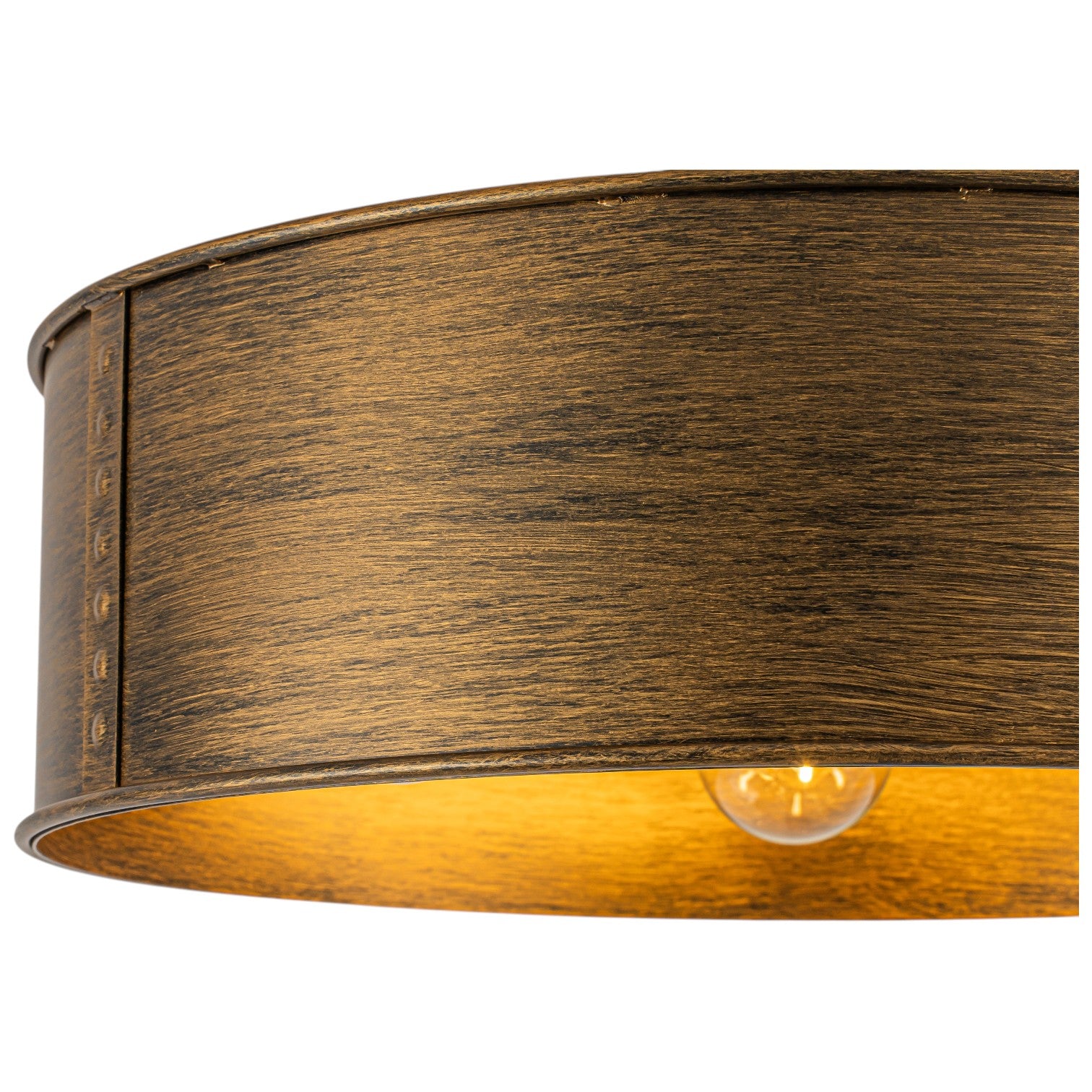 Glowlings 3-Light Industrial Metal Antique Bronze Rustic Drum Flush Mount Ceiling Light