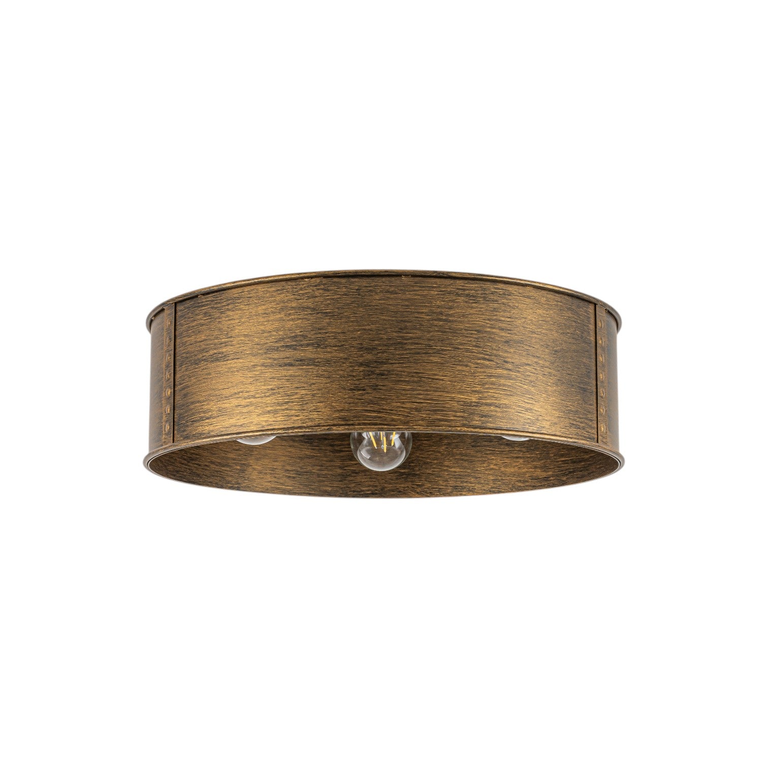 Glowlings 3-Light Industrial Metal Antique Bronze Rustic Drum Flush Mount Ceiling Light