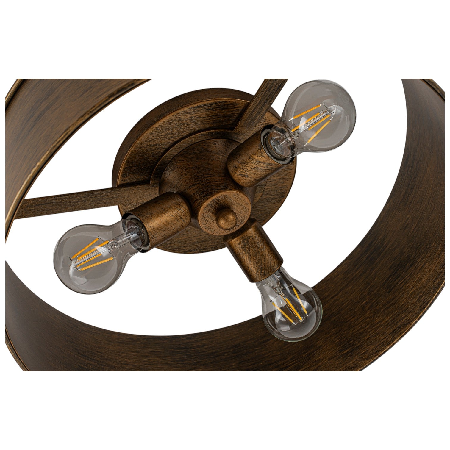 Glowlings 3-Light Industrial Metal Antique Bronze Rustic Drum Flush Mount Ceiling Light