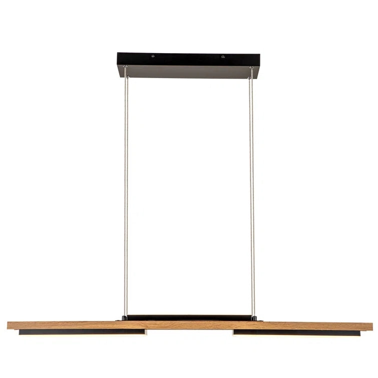 Glowlings 3-Light 40”Wide Rectangle LED Linear Wood Pendant Light Island Light