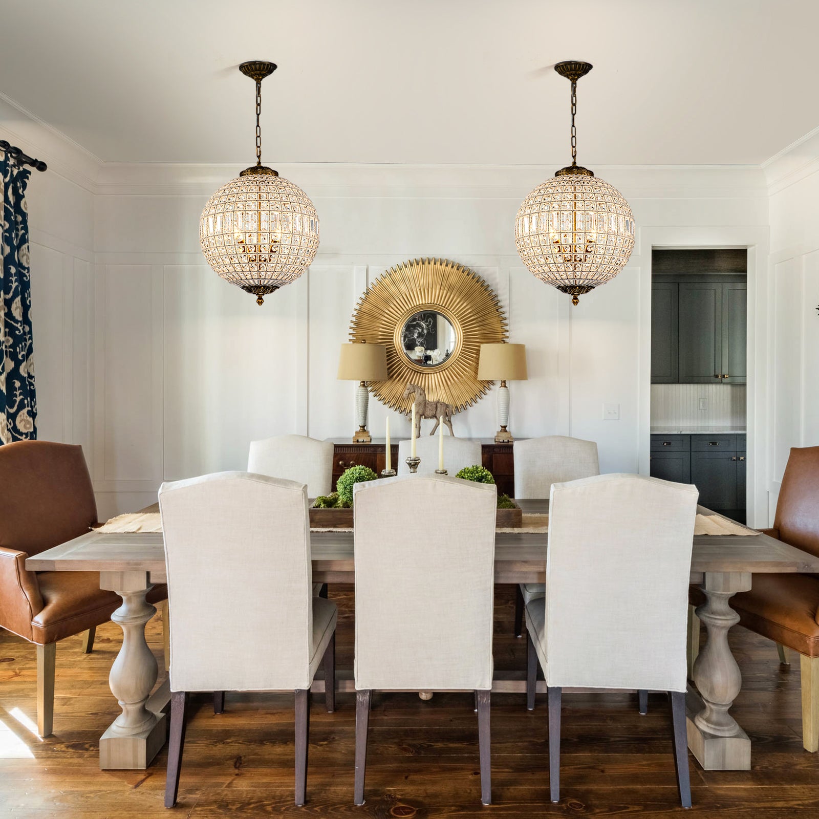 Glowlings 1/3/5-Light Luxury Brass Globe Crystal Chandelier For Livingroom