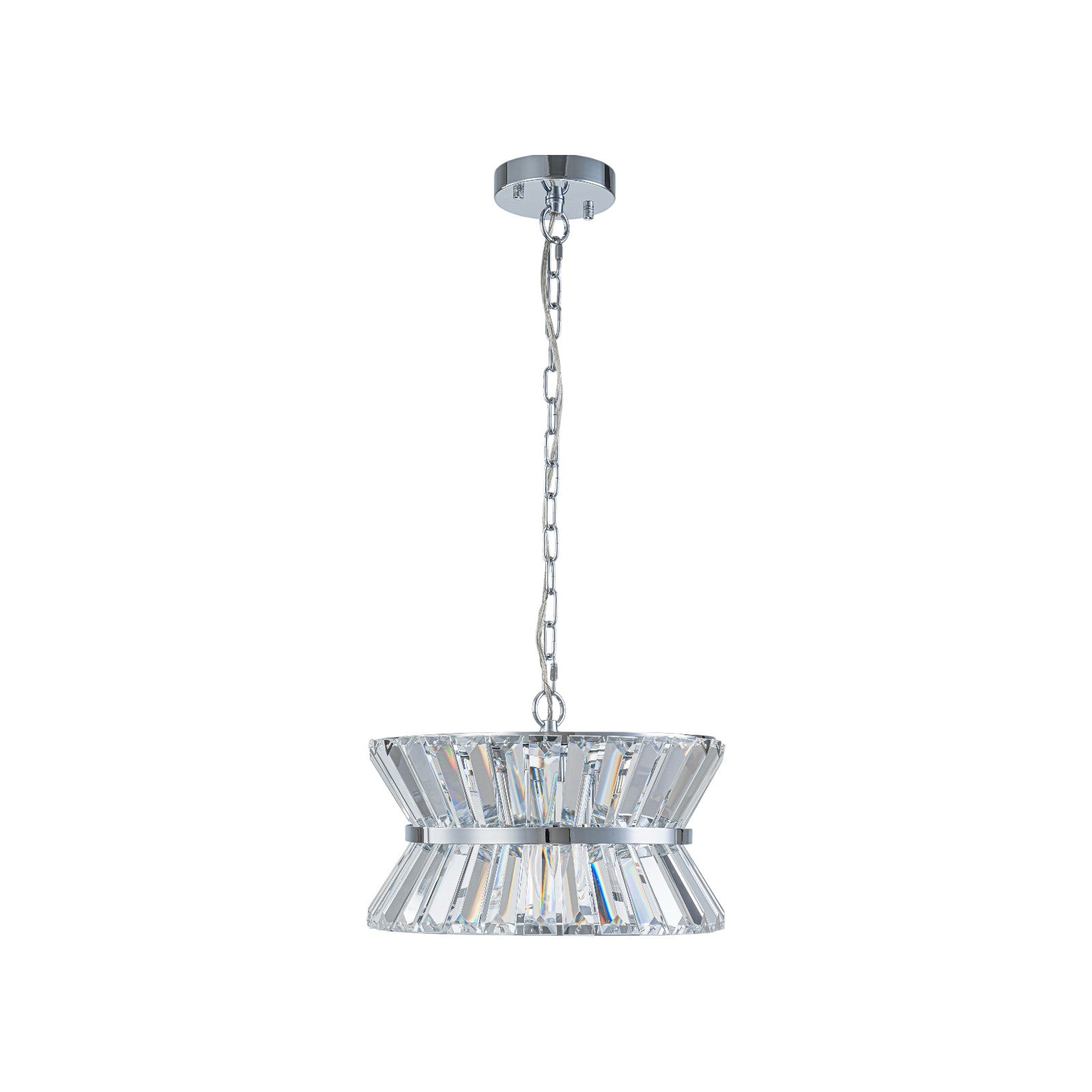 Glowlings 3-Light Luxury 13"Wide Chrome Drum Crystal Chandelier/Ceiling Light