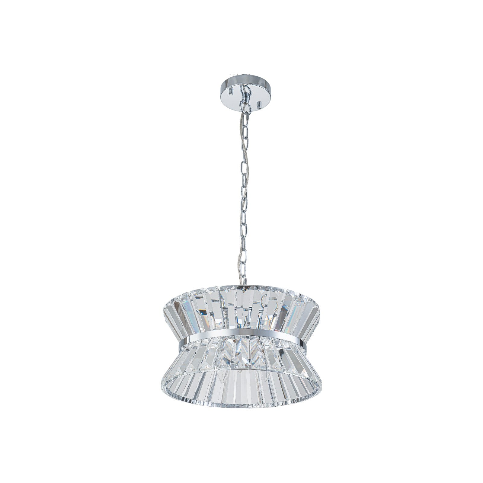 Glowlings 3-Light Luxury 13"Wide Chrome Drum Crystal Chandelier/Ceiling Light