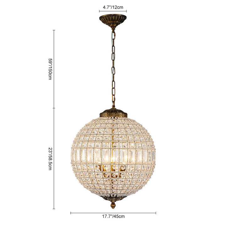Glowlings 1/3/5-Light Luxury Brass Globe Crystal Chandelier For Livingroom