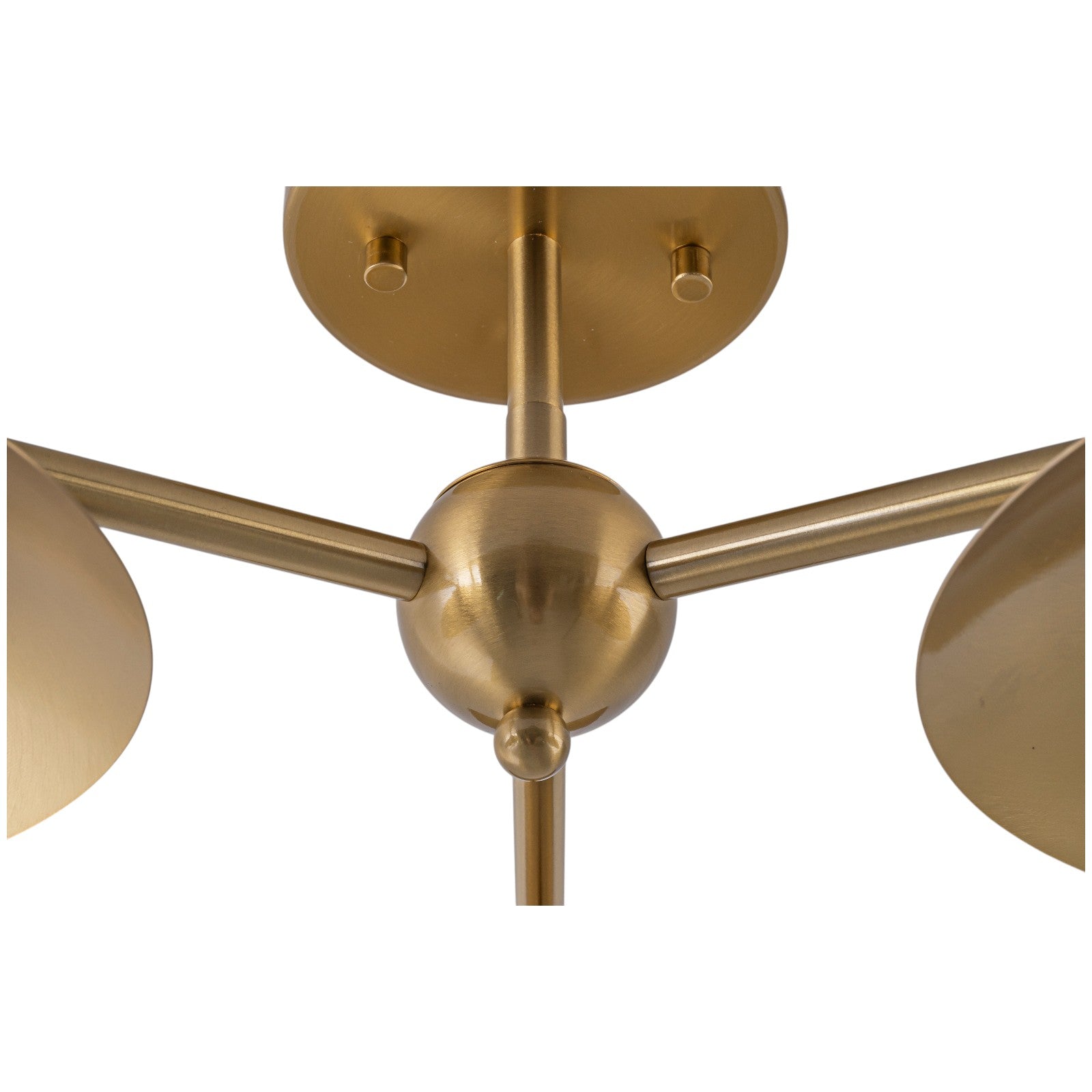 Glowlings 3-Light Mid Century Brass Sputnik Oval Opal Glass Semi Flush Mount Ceiling Light