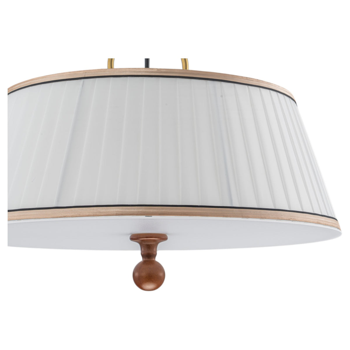 Glowlings 3-Light Mid-Century Modern Brass Drum Pendant Light with Off-White Pleated Fabric Shade