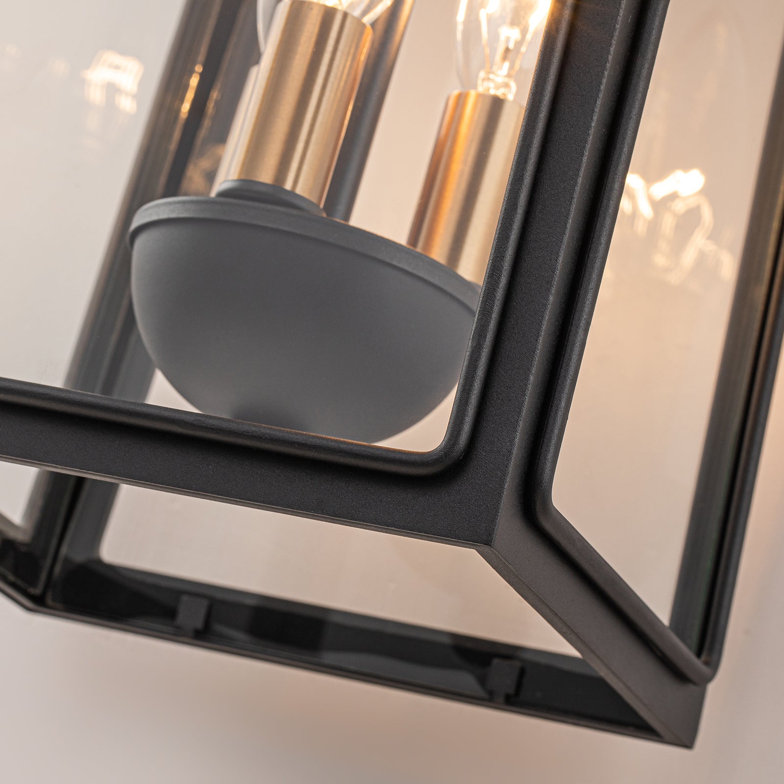 Glowlings 3-Light Modern 21"High Umbrella Black Lantern Outdoor Wall Sconce