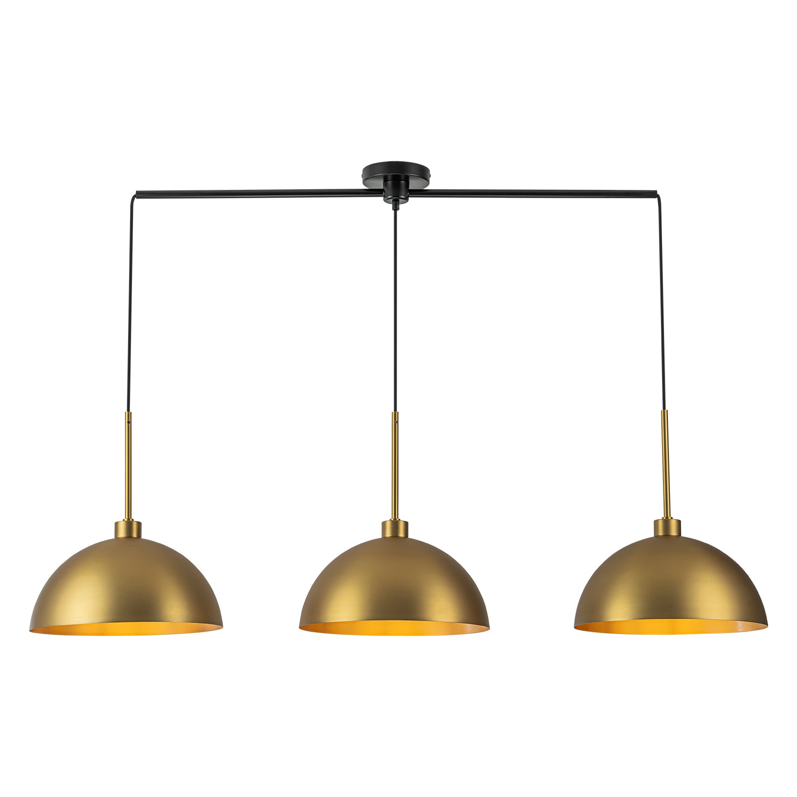Glowlings 3-Light Modern 53"Wide Oversized Linear Brushed Brass Dome Pendant Light