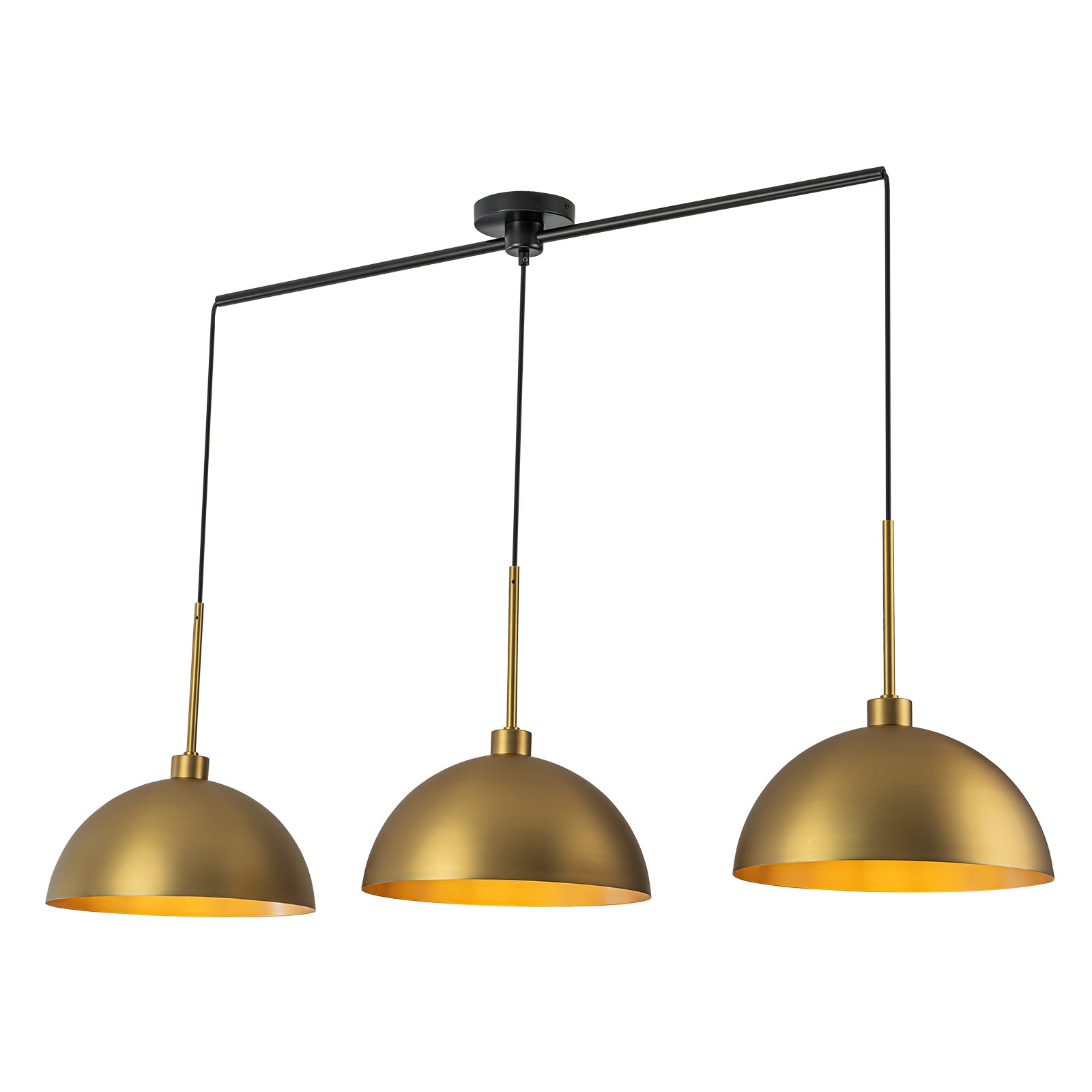 Glowlings 3-Light Modern 53"Wide Oversized Linear Brushed Brass Dome Pendant Light