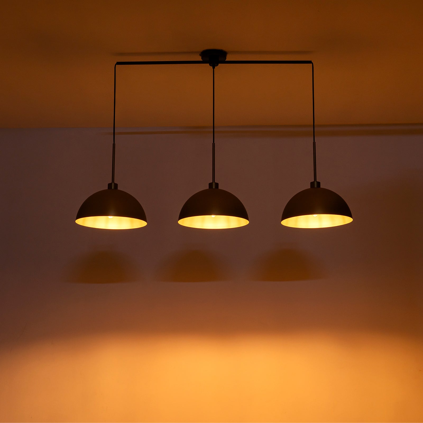 Glowlings 3-Light Modern 53"Wide Oversized Linear Brushed Brass Dome Pendant Light