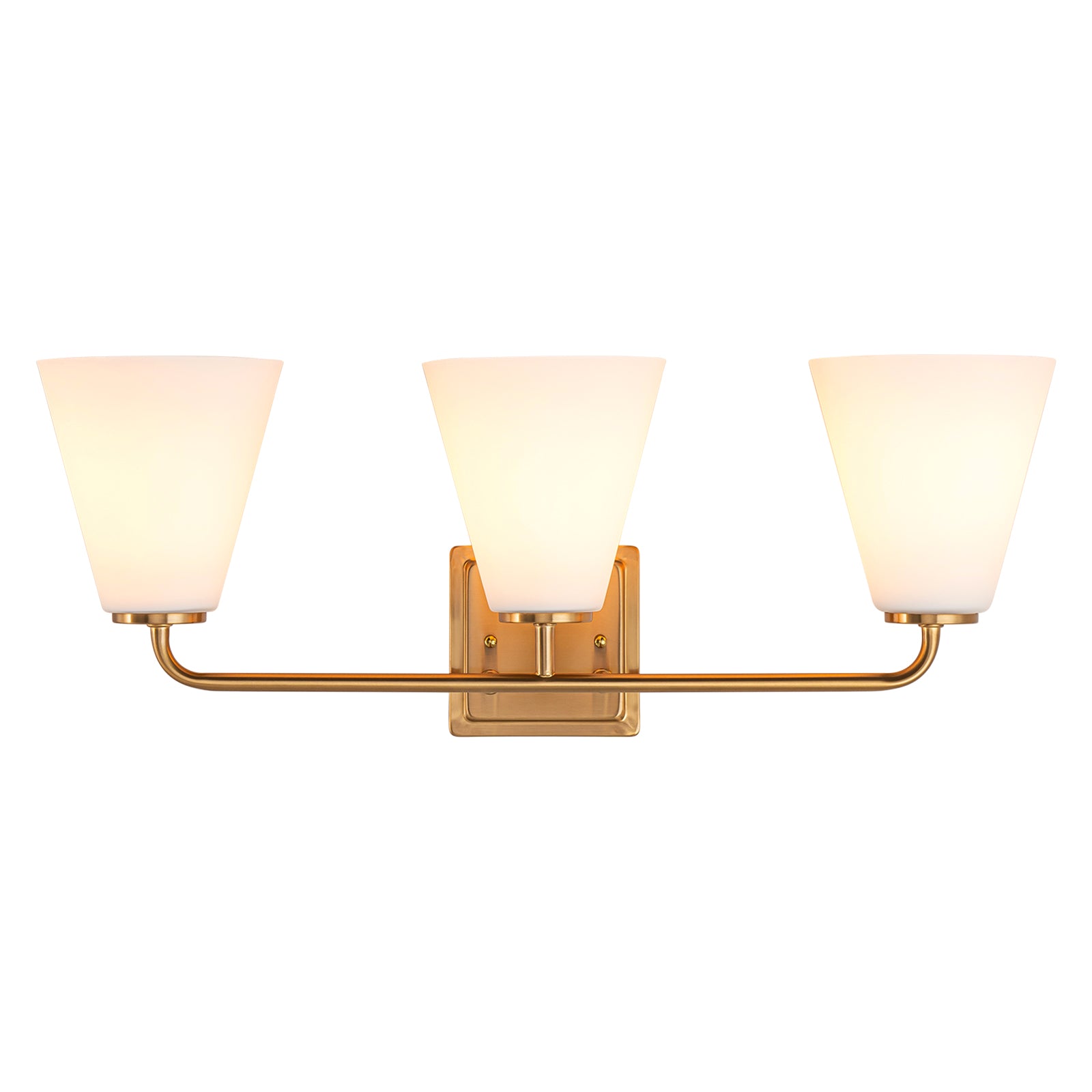 Glowlings 3/4-Light Modern Antique Brass Cone Opal Glass Bathroom Vanity Light