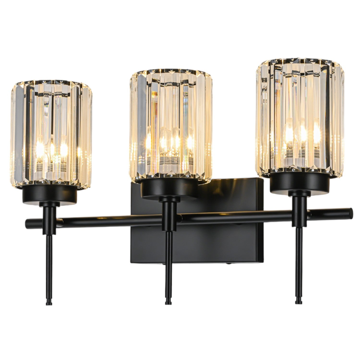 Glowlings 1/2/3/4/5-Light Modern Black/Gold Dimmable Round Crystal Bathroom Vanity Light