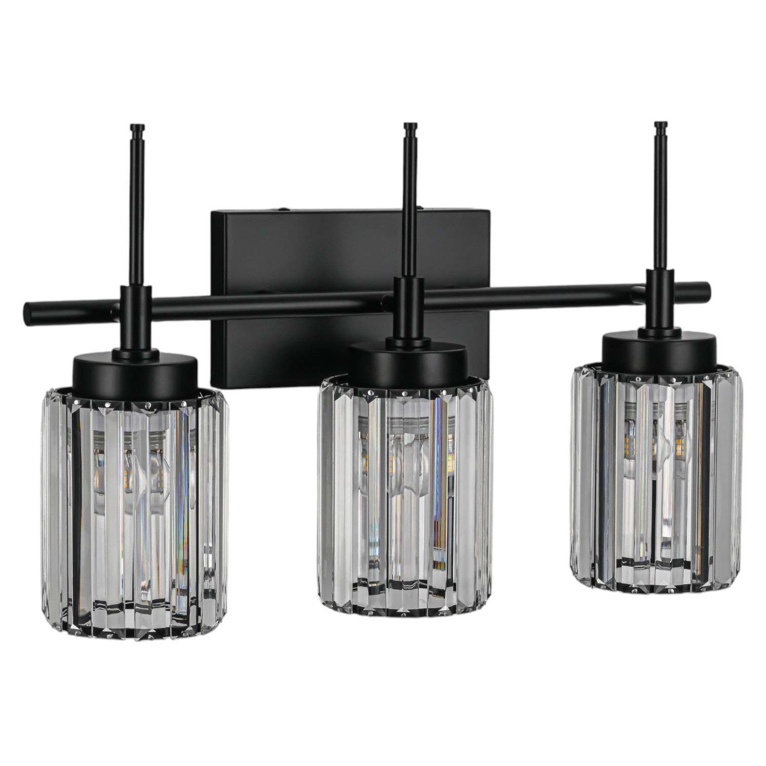 Glowlings 1/2/3/4/5-Light Modern Black/Gold Dimmable Round Crystal Bathroom Vanity Light