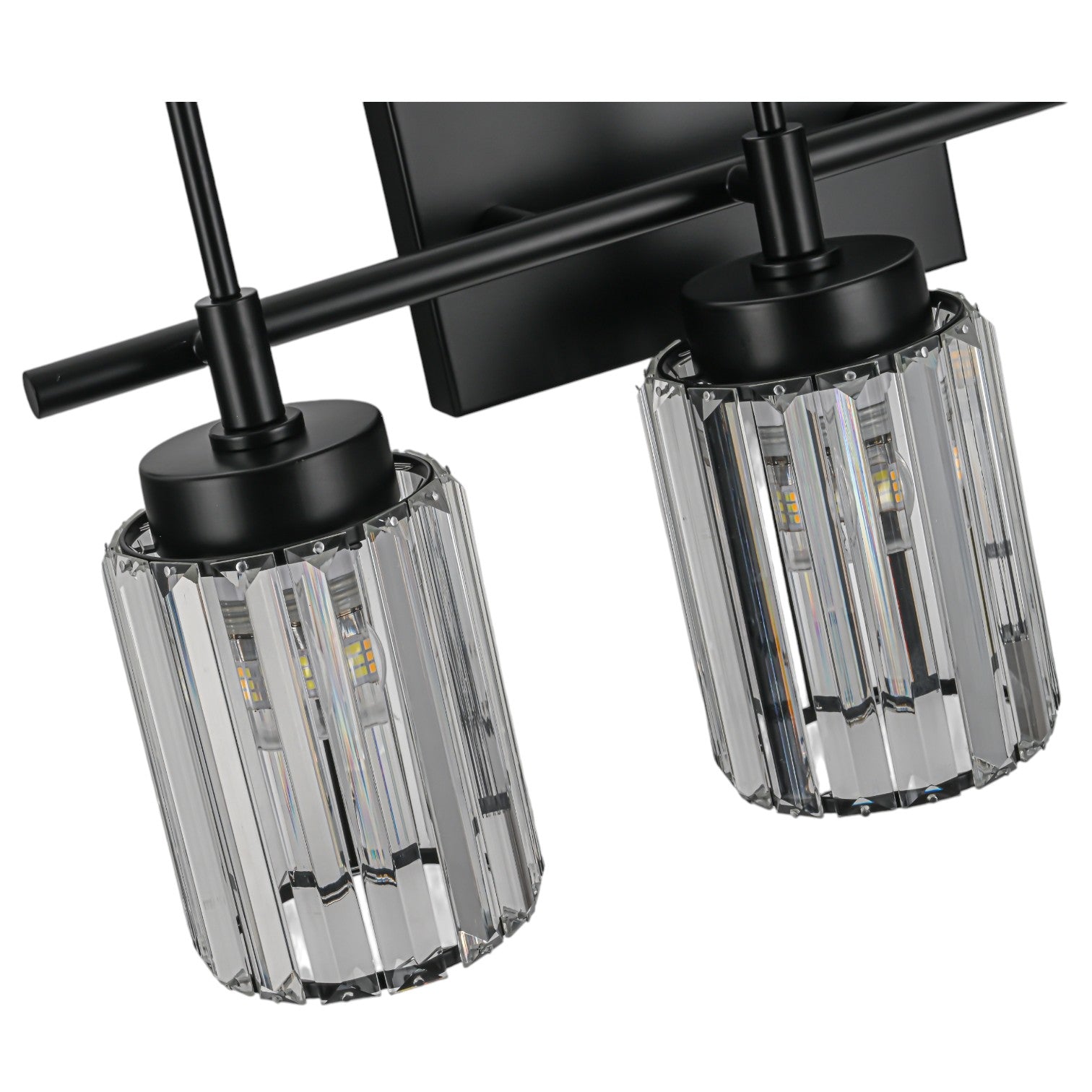 Glowlings 1/2/3/4/5-Light Modern Black/Gold Dimmable Round Crystal Bathroom Vanity Light