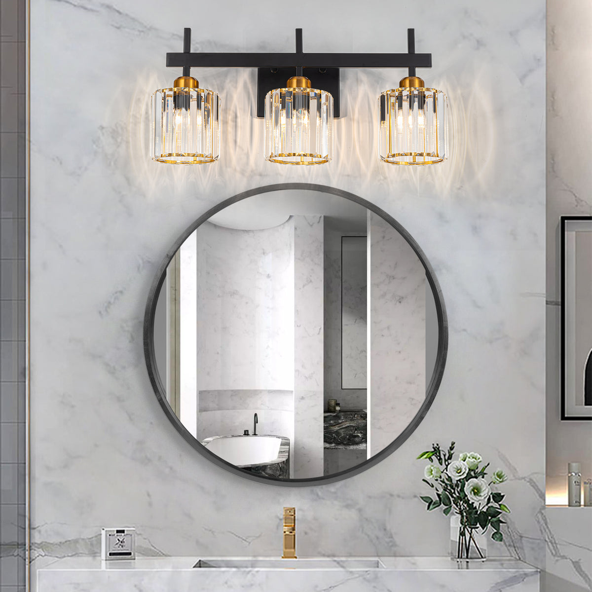 Glowlings 3/4/5-Light Modern Crystal Bathroom Vanity Light Bathroom Li
