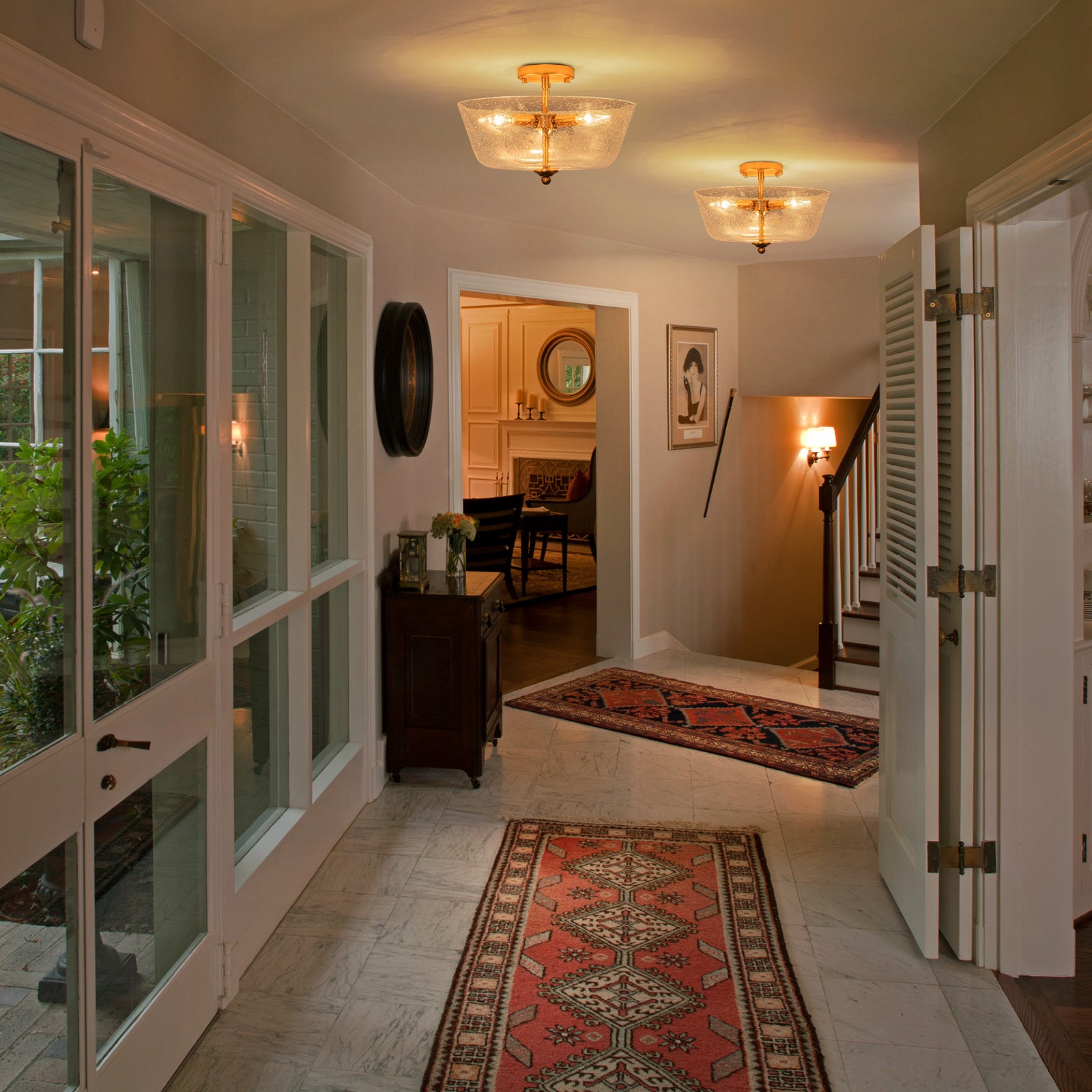 Glowlings 3-Light Modern 15"Wide Bowl Clear Seeded Glass Semi-Flush Mount Ceiling Light