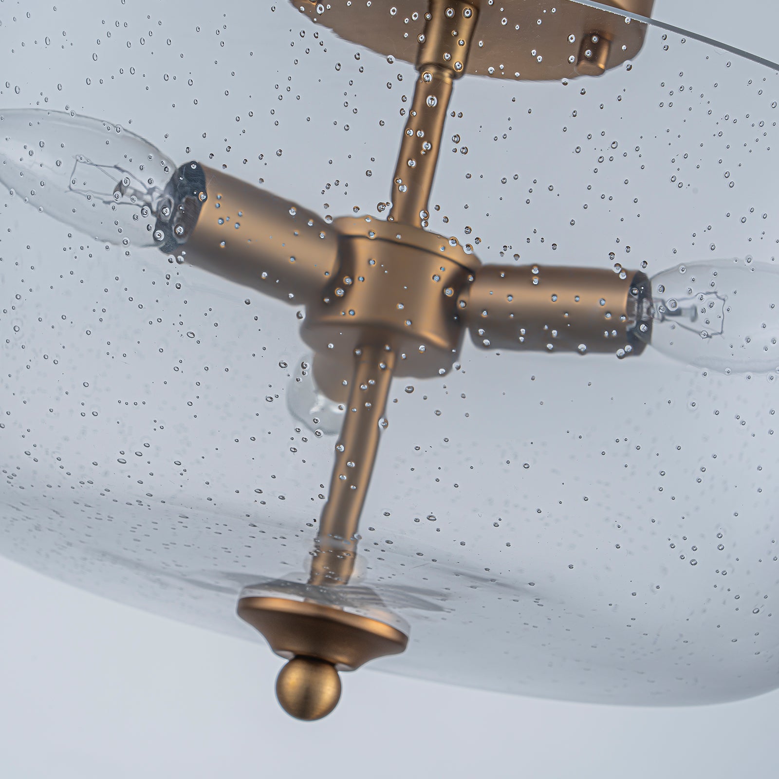 Glowlings 3-Light Modern 15"Wide Bowl Clear Seeded Glass Semi-Flush Mount Ceiling Light