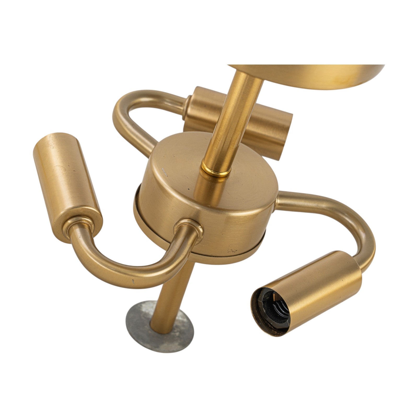 Glowlings 3-Light Modern Brass Semi-Flush Mount Ceiling Light with Faux Alabaster Drum Shade