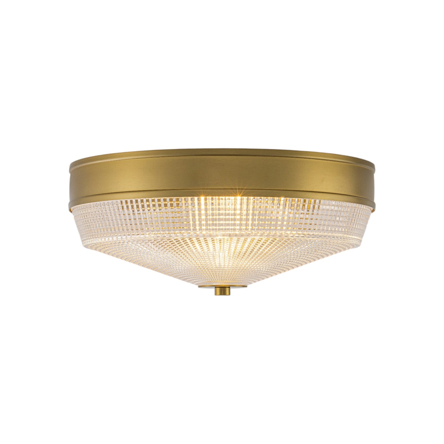Glowlings 3-Light Modern Brushed Gold Round Prismatic Textured Glass Flush Mount Ceiling Light