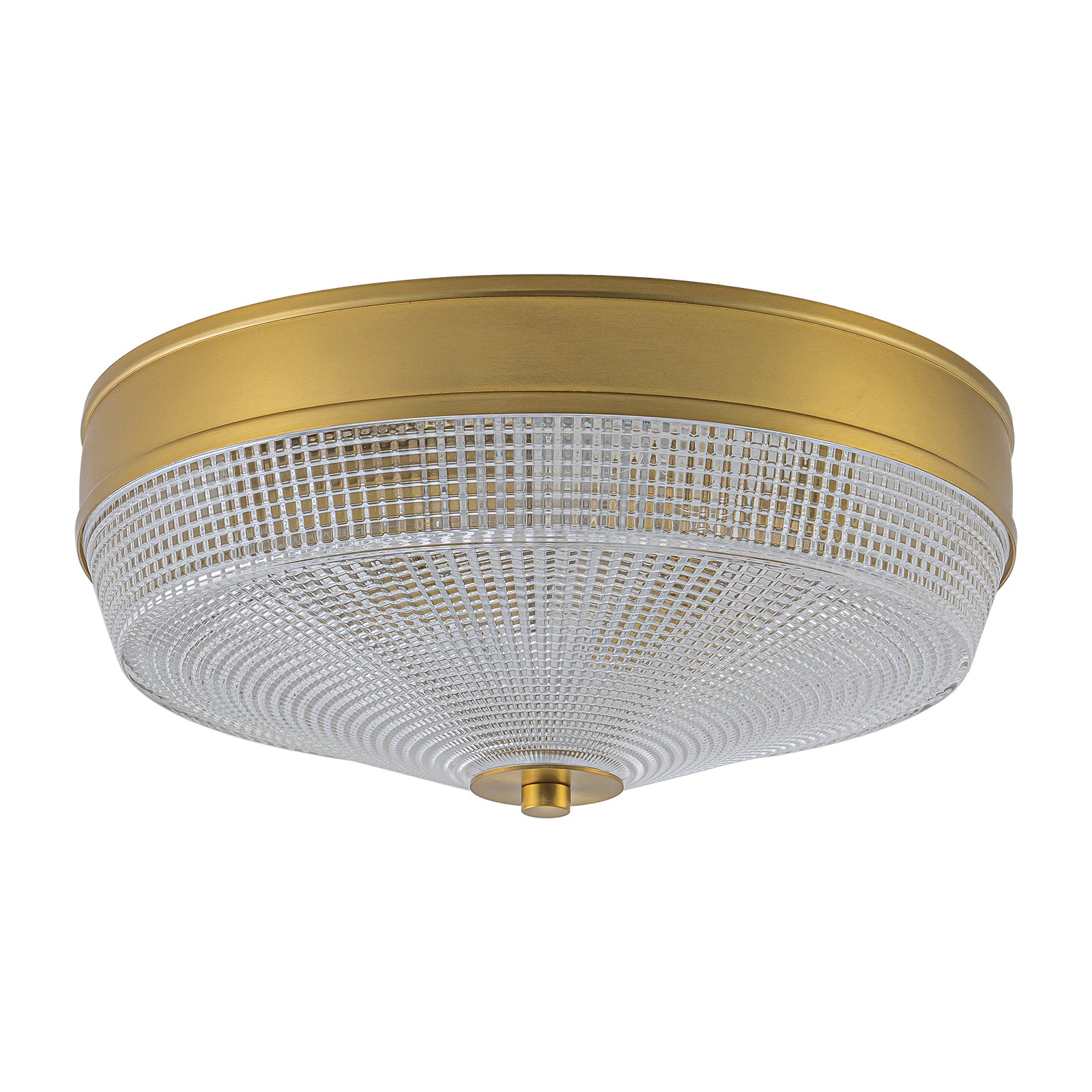 Glowlings 3-Light Modern Brushed Gold Round Prismatic Textured Glass Flush Mount Ceiling Light