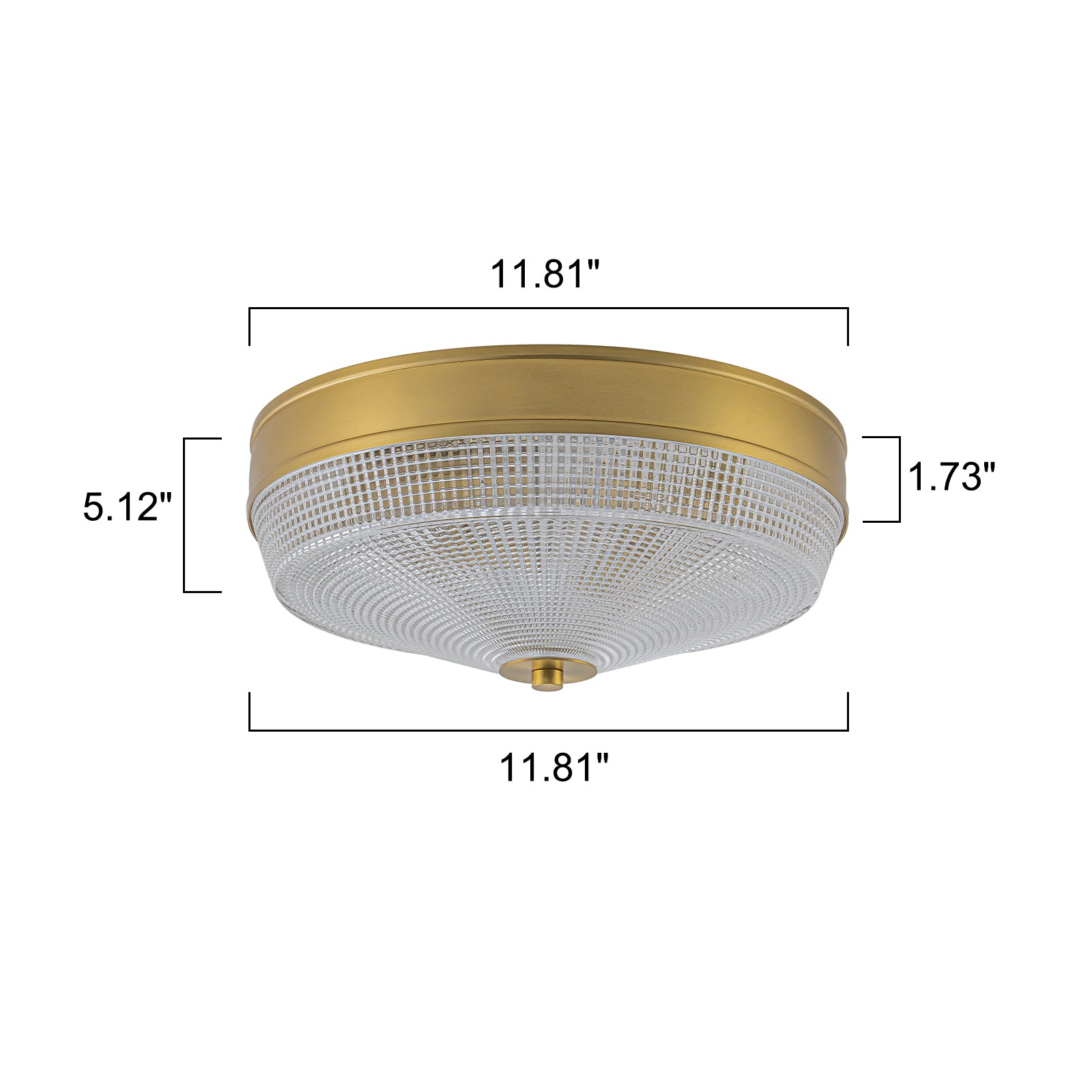 Glowlings 3-Light Modern Brushed Gold Round Prismatic Textured Glass Flush Mount Ceiling Light