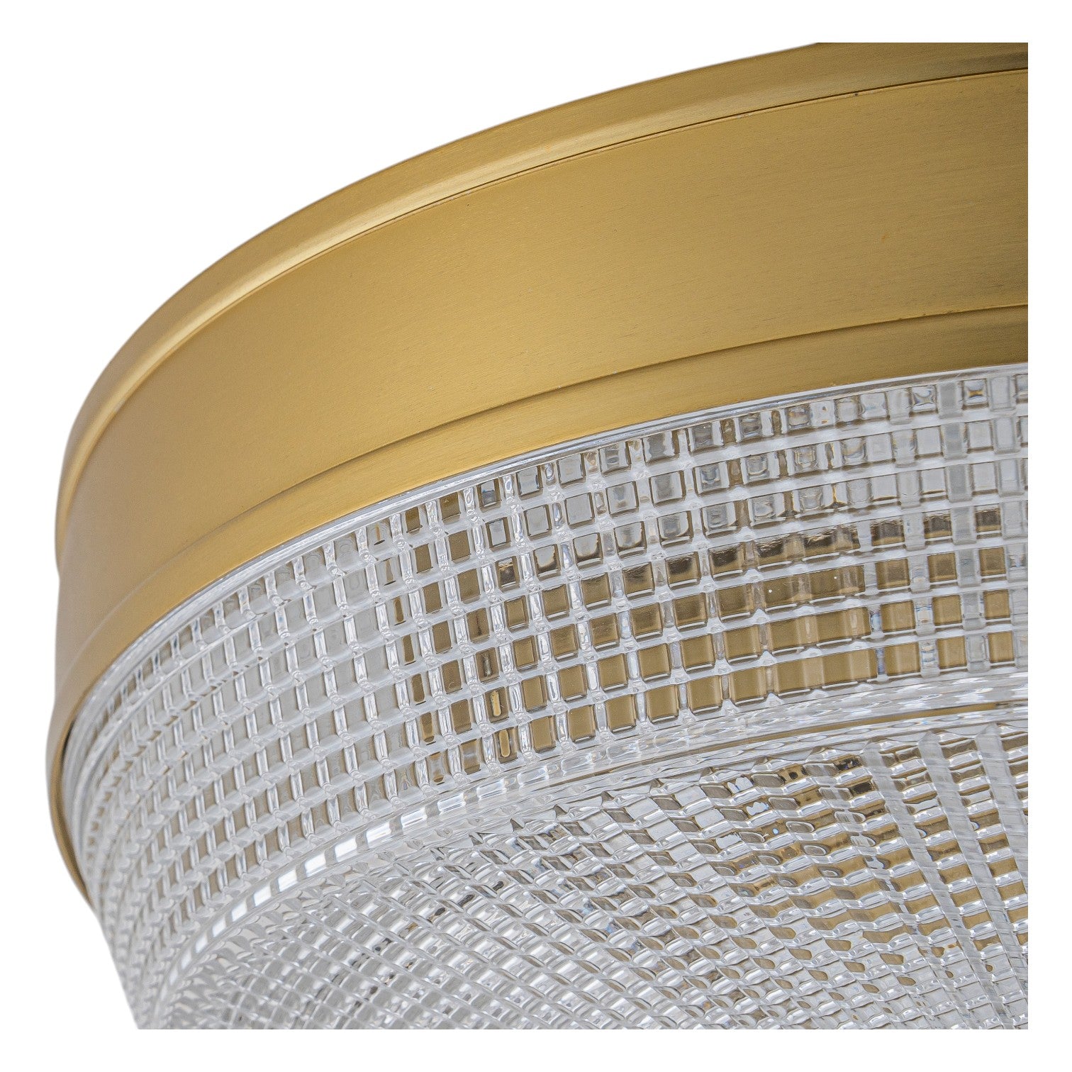 Glowlings 3-Light Modern Brushed Gold Round Prismatic Textured Glass Flush Mount Ceiling Light