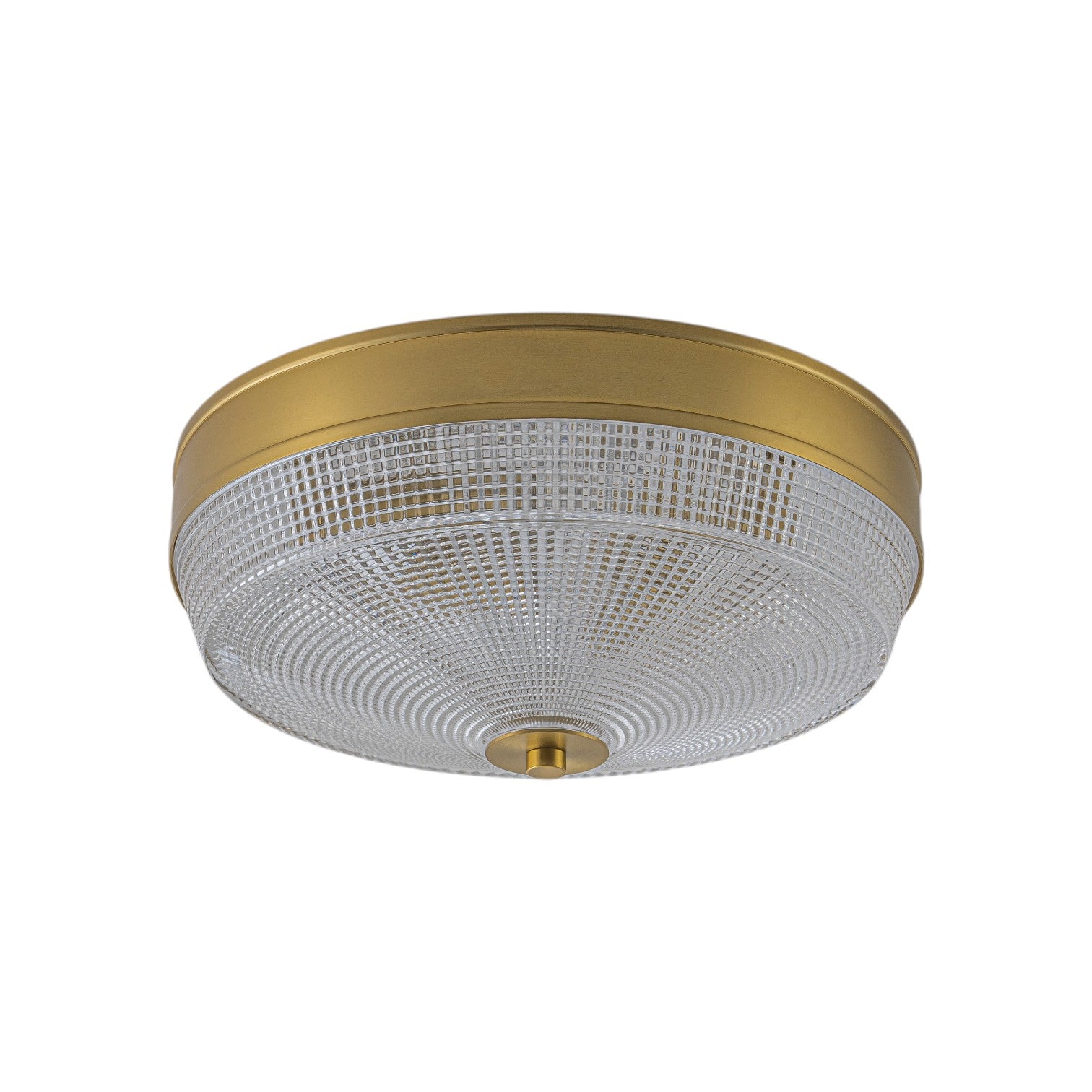 Glowlings 3-Light Modern Brushed Gold Round Prismatic Textured Glass Flush Mount Ceiling Light