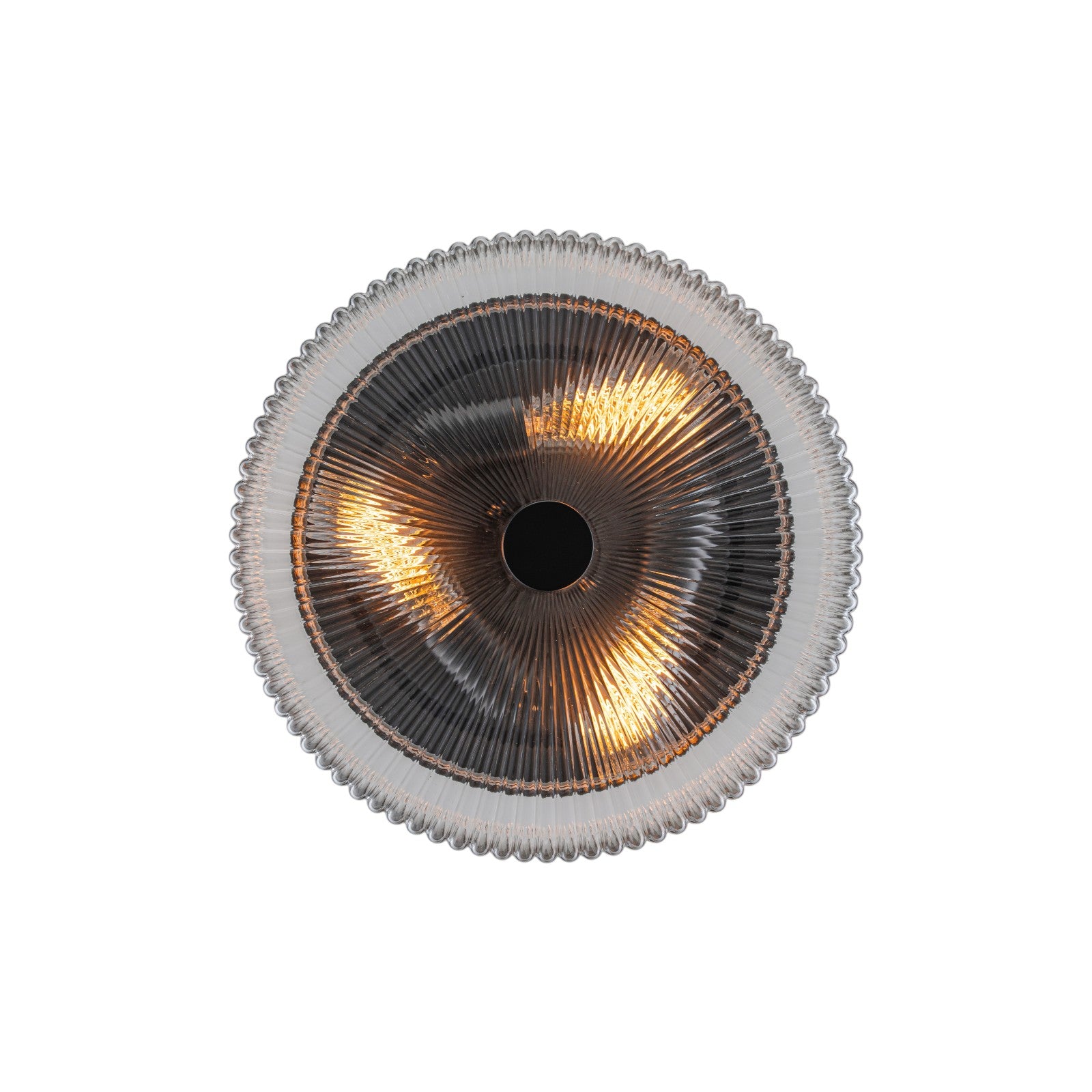 Glowlings 3-Light Modern 14"Wide Clear Fluted Glass Drum Flush Mount Ceiling Light