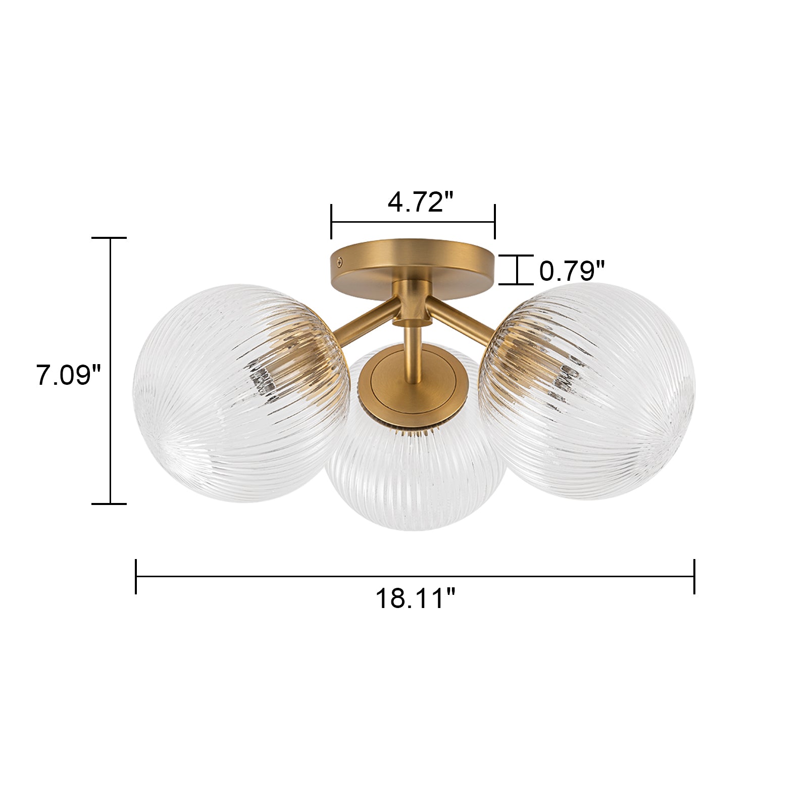 Glowlings 3-Light Modern 18"Wide Globe Glass Sputnik Semi-Flush Mount Ceiling Light