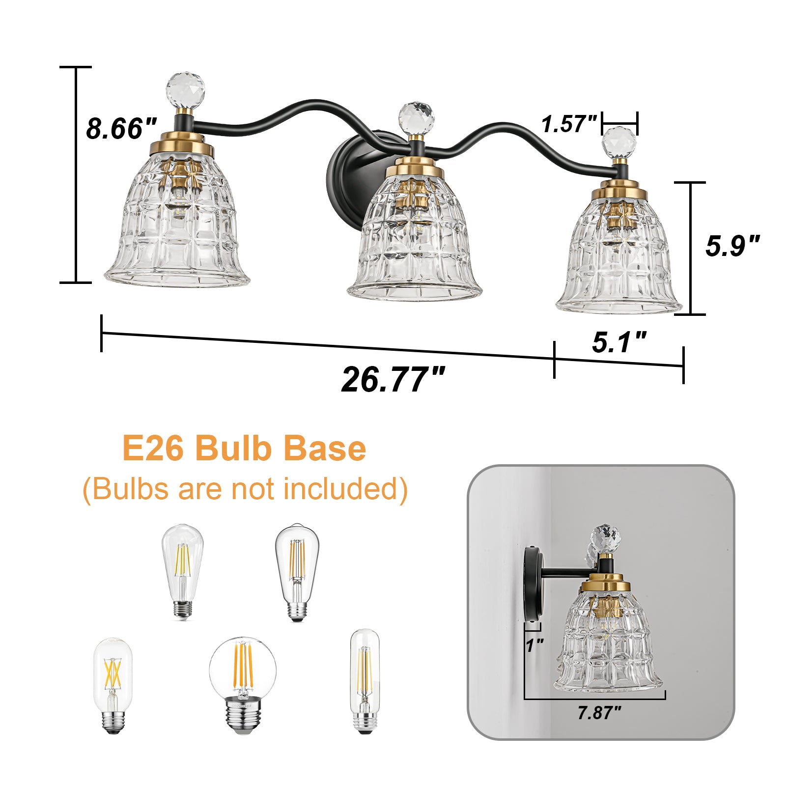 Glowlings 2/3/4/5-Light Modern Crystal Flower Shades Bathroom Vanity Light Over Mirror