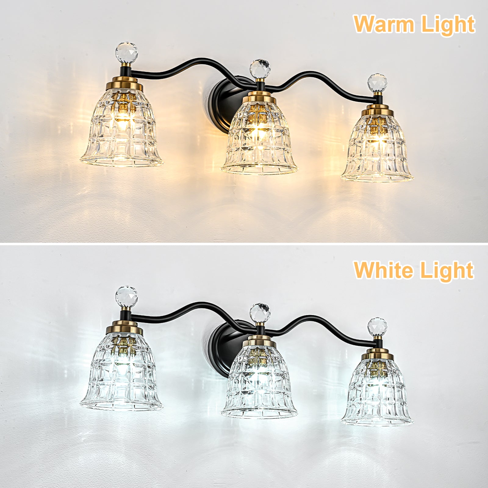 Glowlings 2/3/4/5-Light Modern Crystal Flower Shades Bathroom Vanity Light Over Mirror