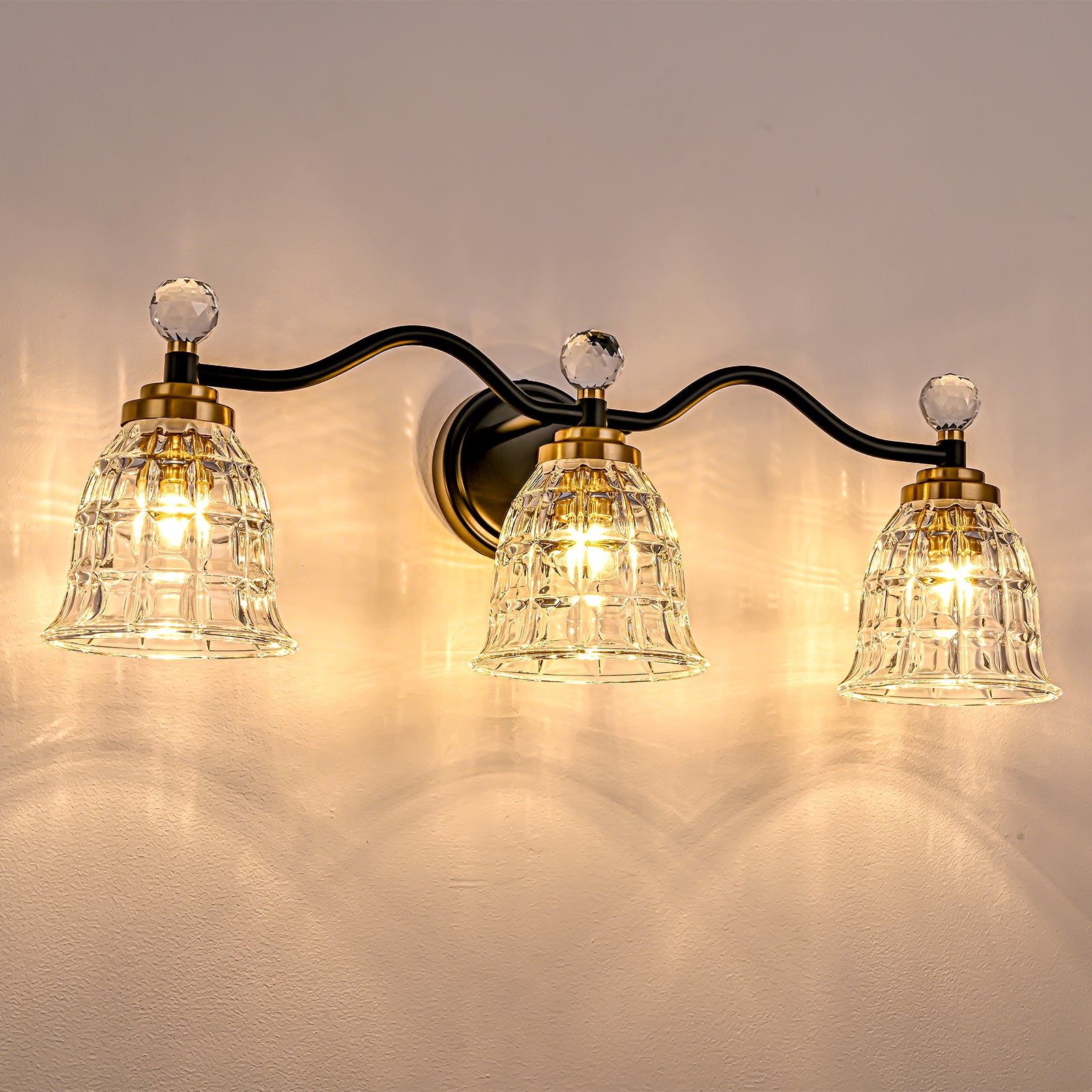 Glowlings 2/3/4/5-Light Modern Crystal Flower Shades Bathroom Vanity Light Over Mirror