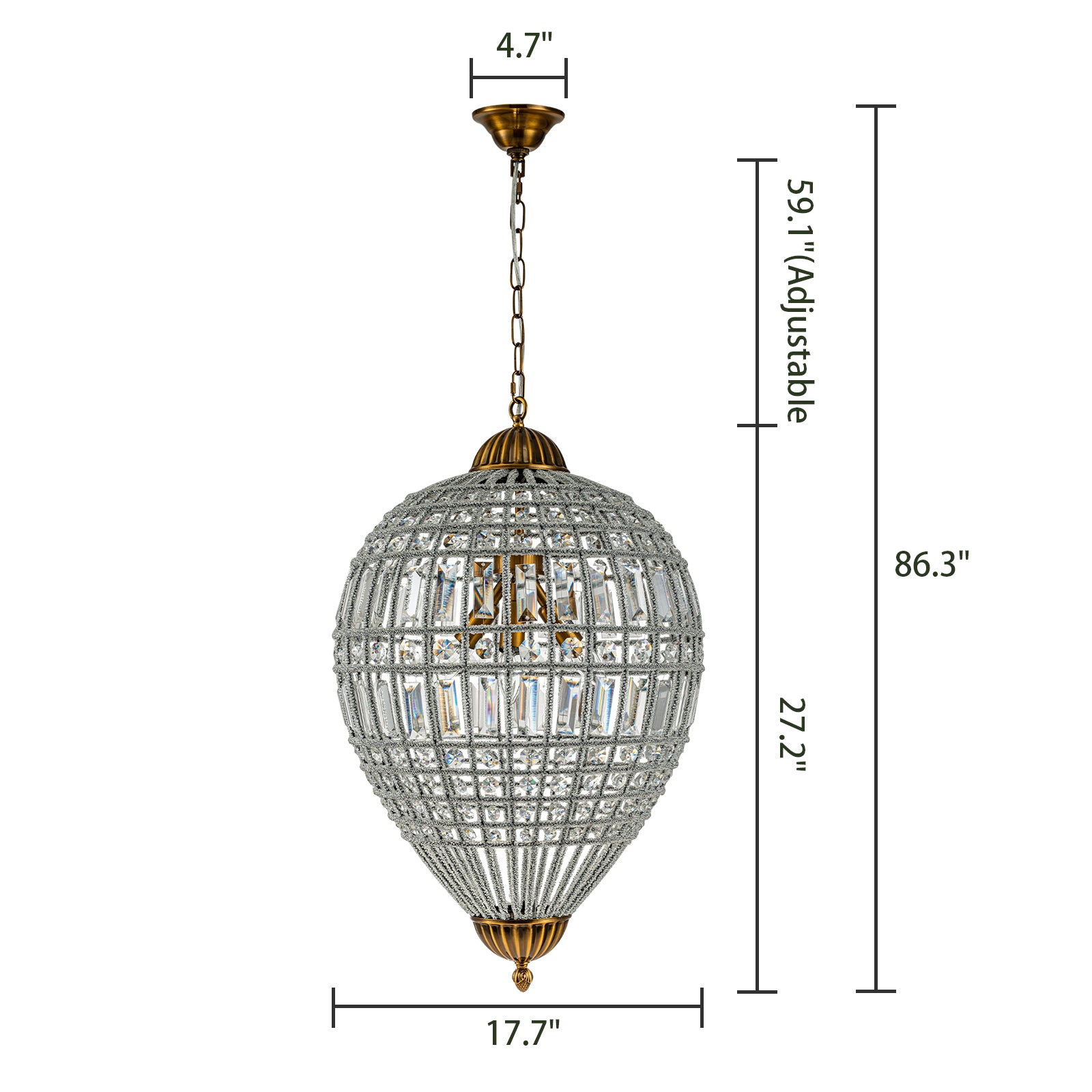 Glowlings 3-Light Retro 18"Wide Brass Globe Sphere Crystal Chandelier