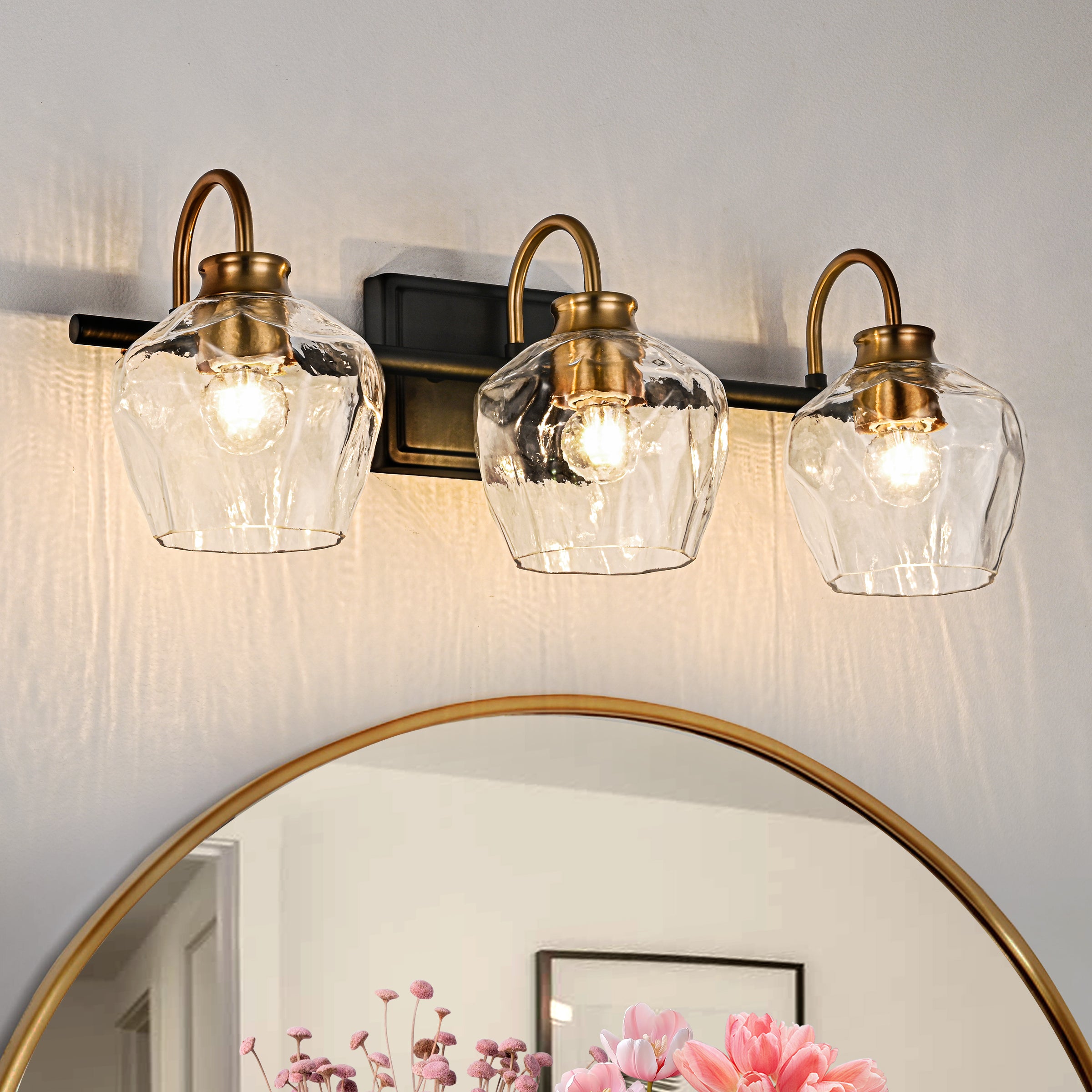 Glowlings 3/4-Light Modern Diamond-pattern Textured Glass Dimmable Bathroom Vanity Light