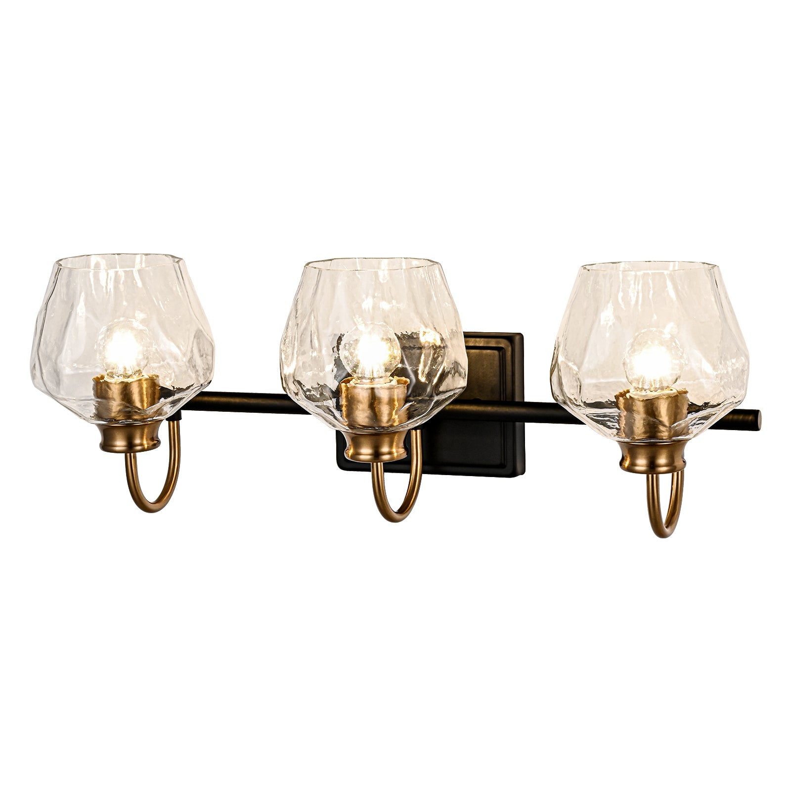 Glowlings 3/4-Light Modern Diamond-pattern Textured Glass Dimmable Bathroom Vanity Light