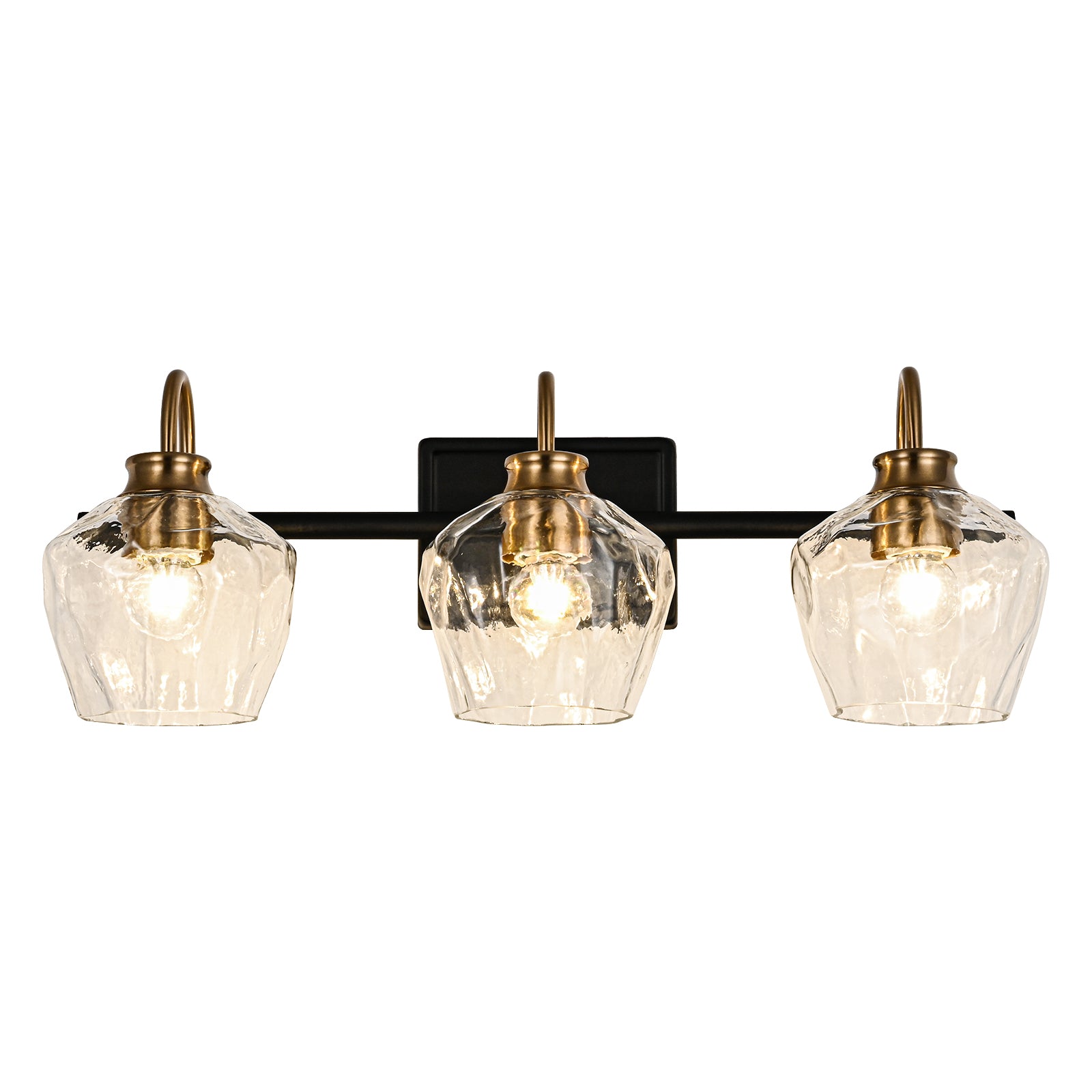 Glowlings 3/4-Light Modern Diamond-pattern Textured Glass Dimmable Bathroom Vanity Light