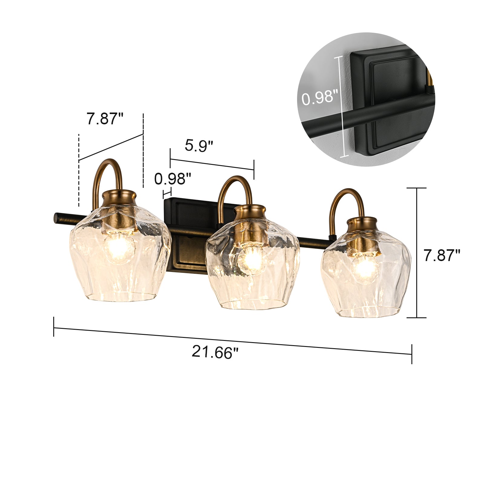 Glowlings 3/4-Light Modern Diamond-pattern Textured Glass Dimmable Bathroom Vanity Light